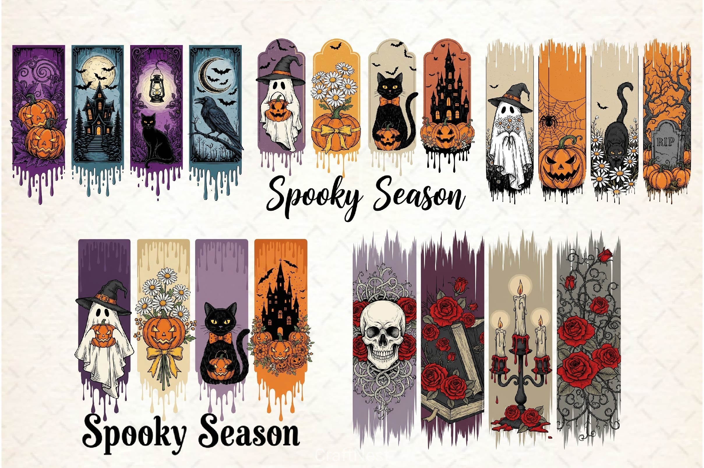 Brushstroke Spooky Season Clipart Bundle