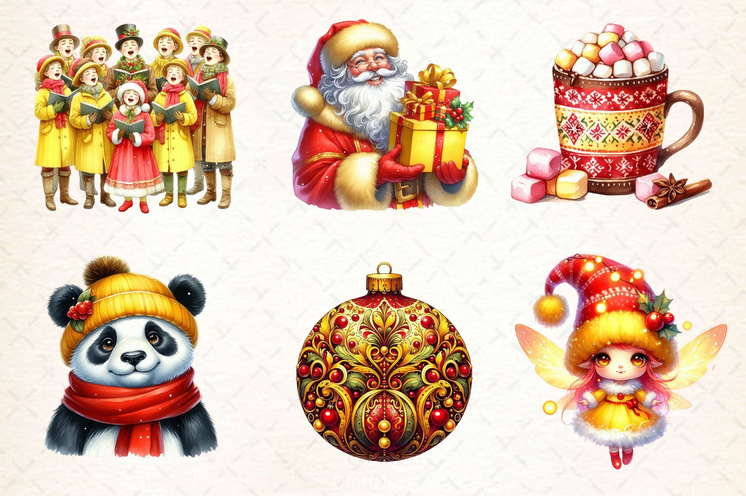 Yellow Christmas Clipart Bundle