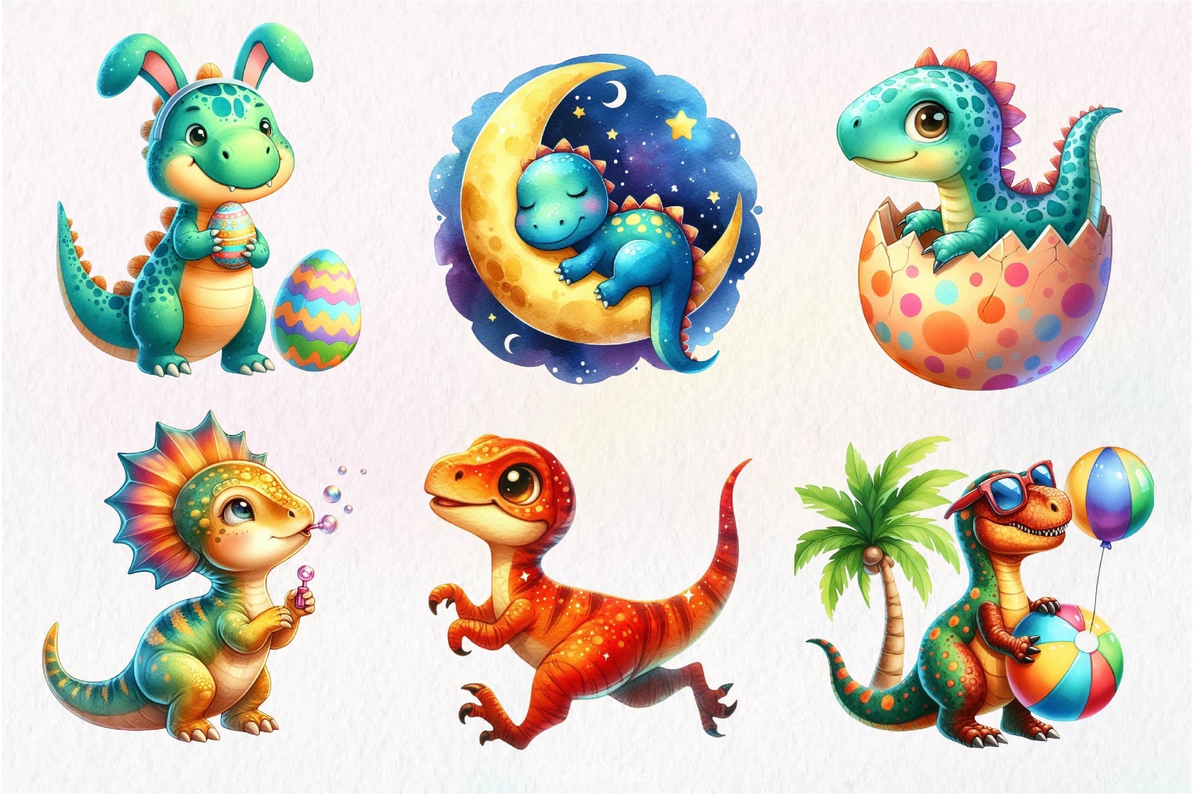 Cute Dinosaurs Clipart Bundle 3