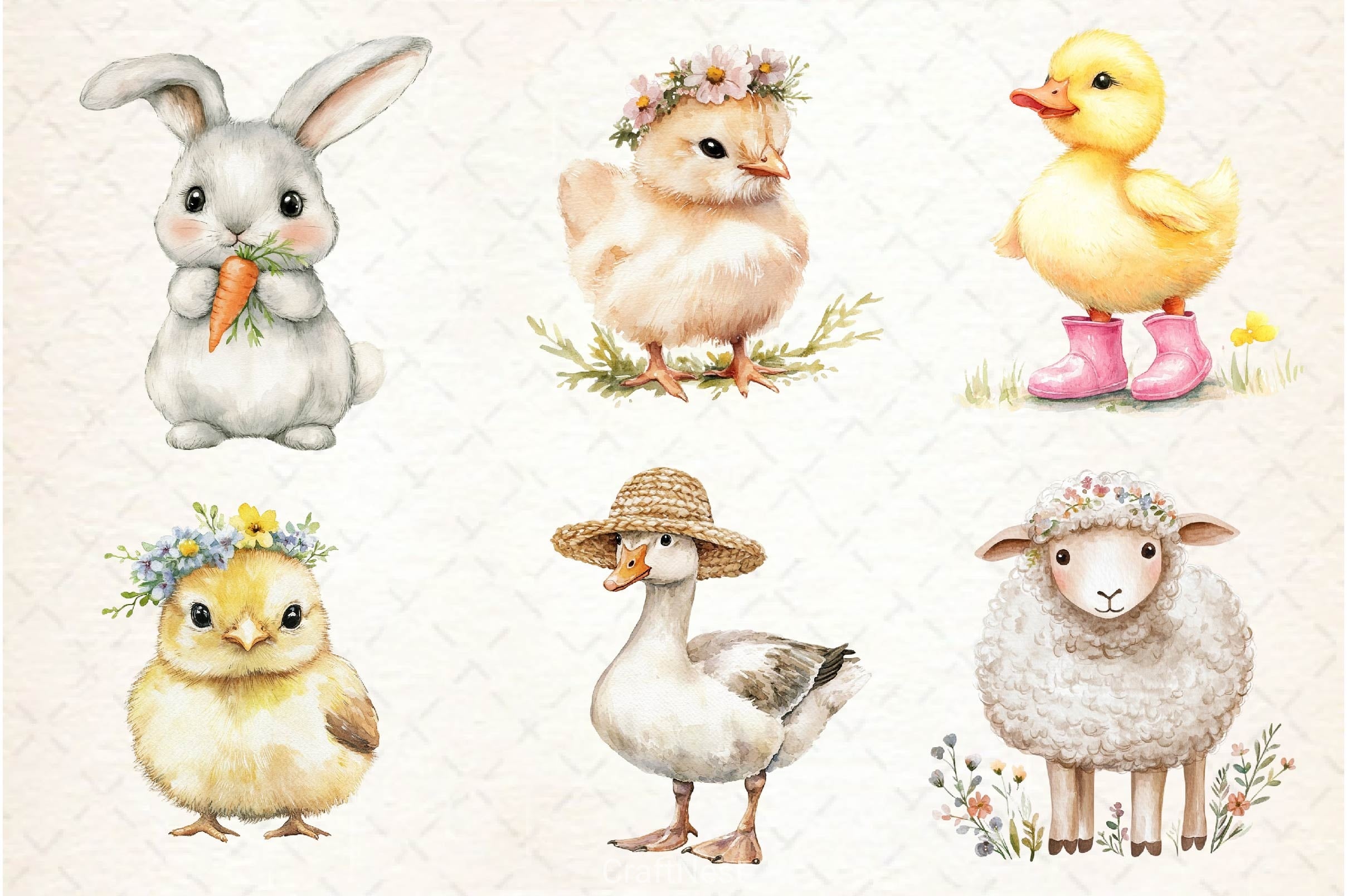 Spring Farm Animals Clipart Bundle 2