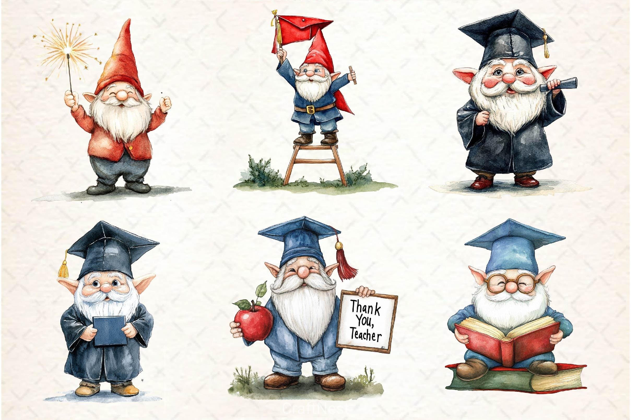 Graduation Gnome Clipart Bundle