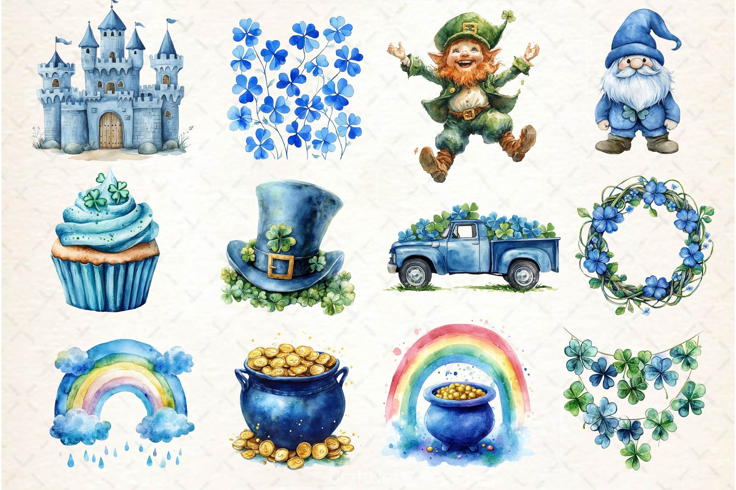Blue St Patricks Day Clipart Bundle