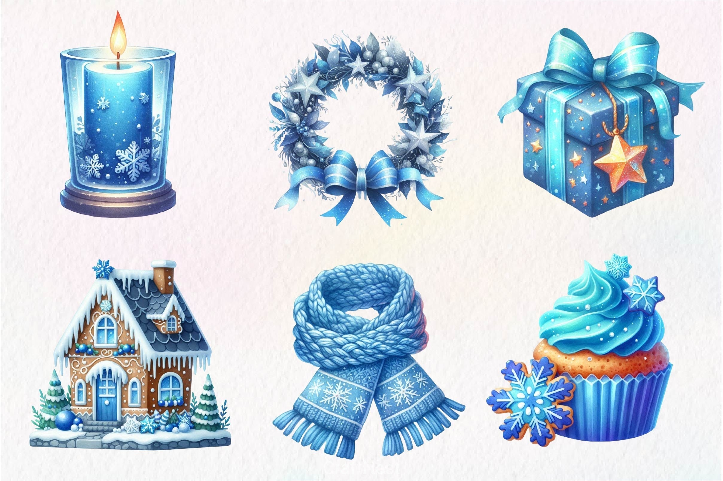 Blue Christmas Clipart Bundle 4