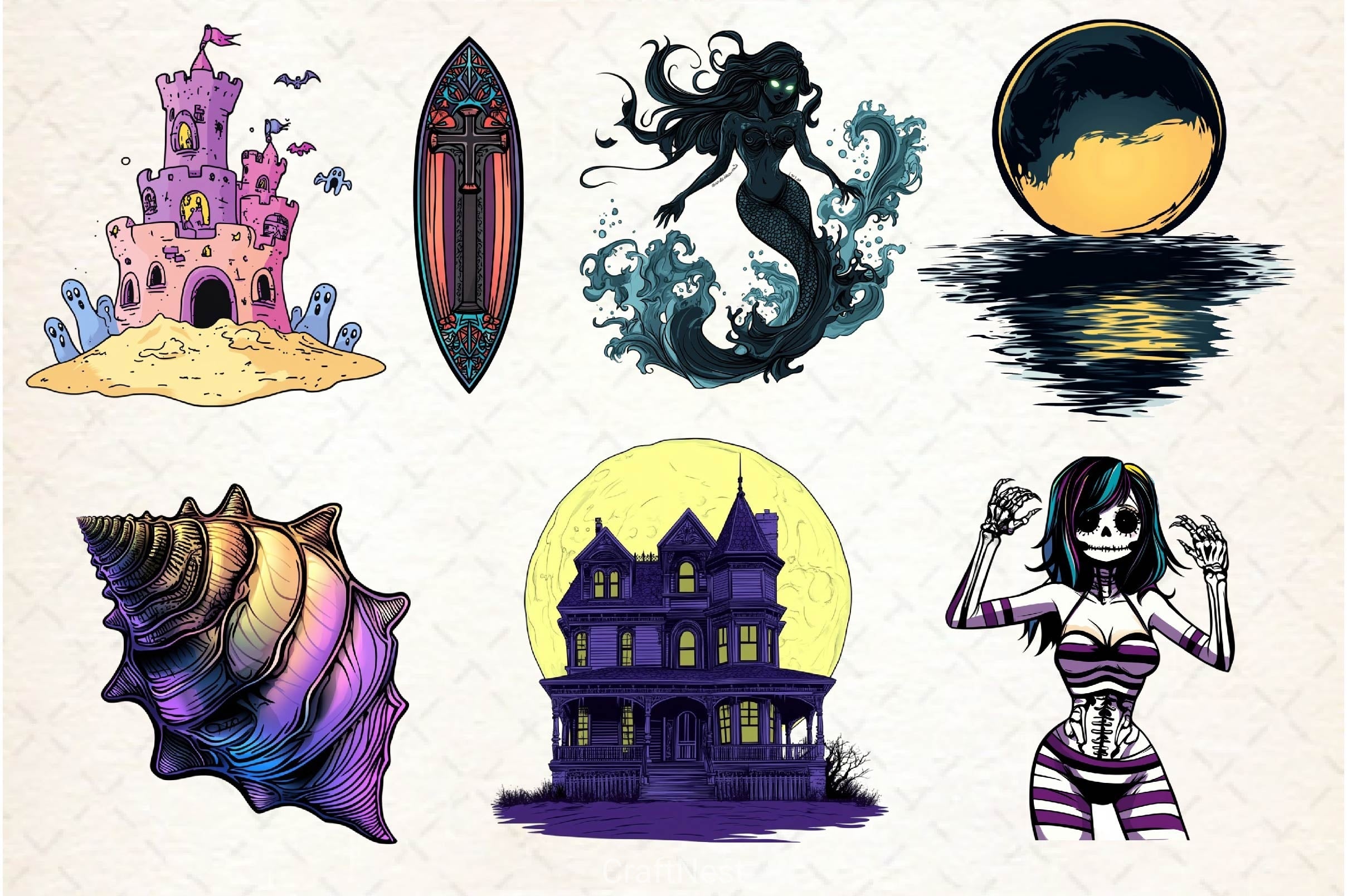 Gothic Summer Clipart Bundle 4