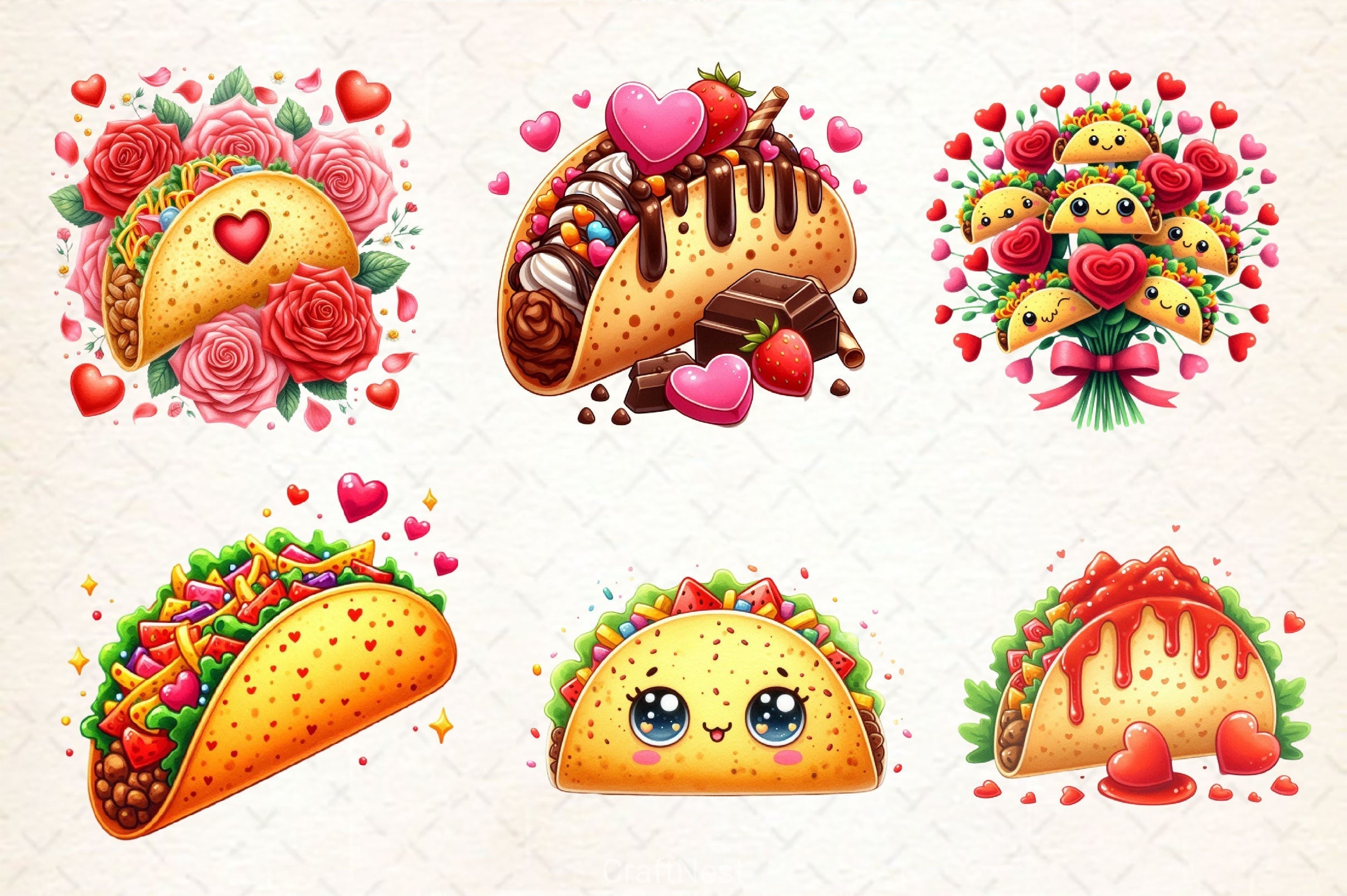 Valentine Tacos Clipart Bundle 4