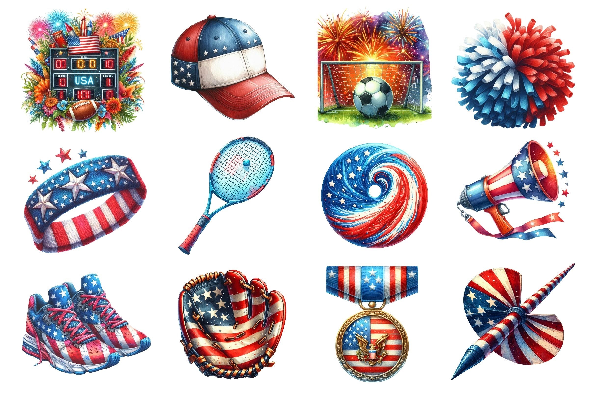 Patriotic Sports Elements Clipart Bundle 2