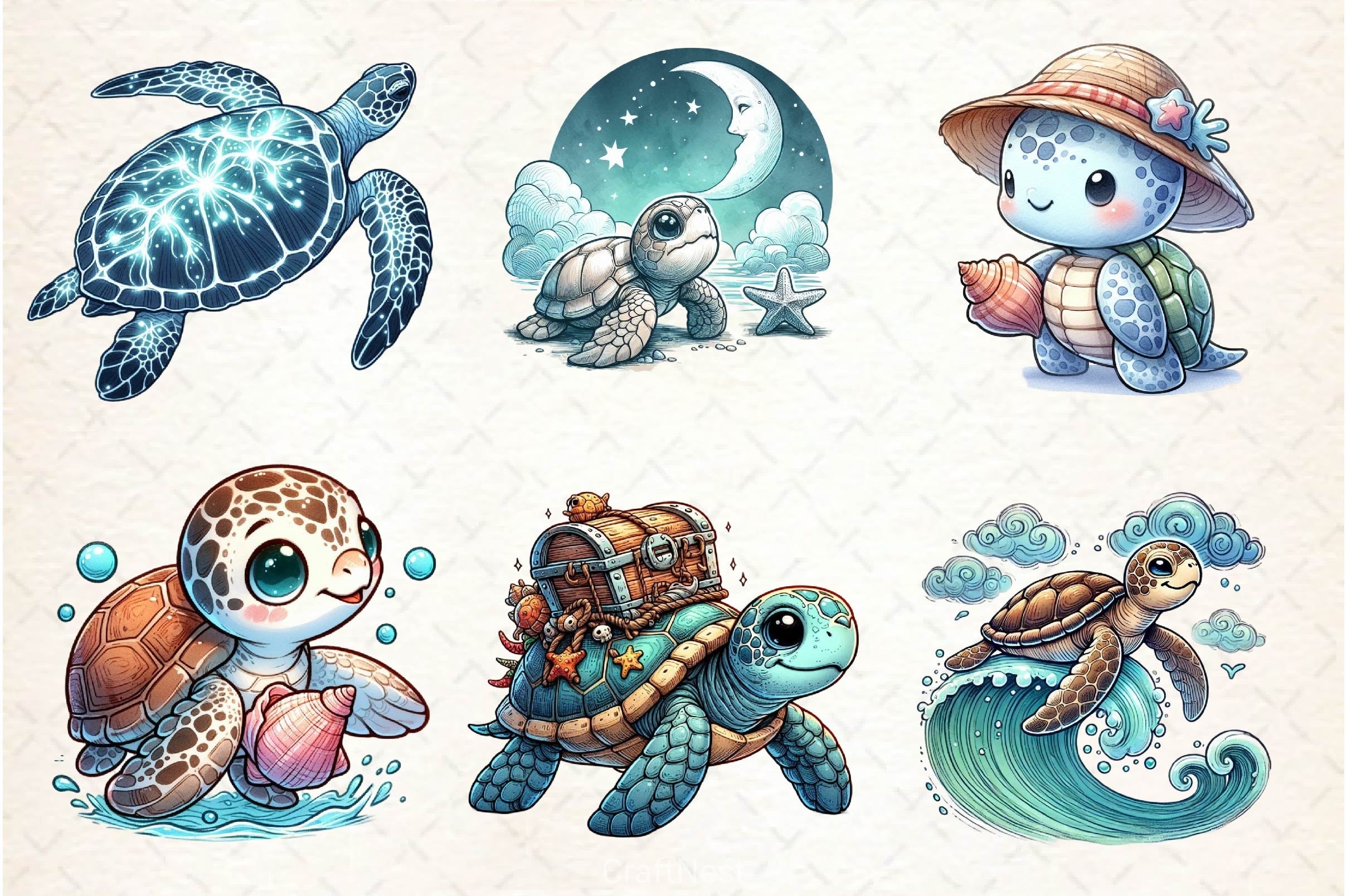 Collection Sea Turtle Clipart Bundle