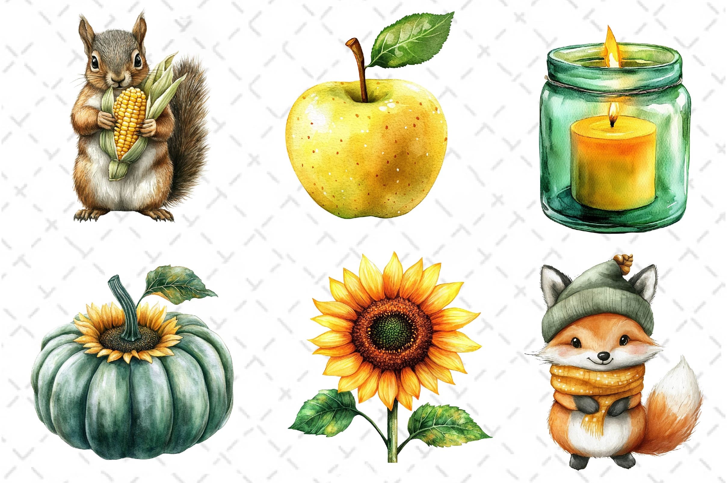 Yellow & Green Autumn Clipart Bundle