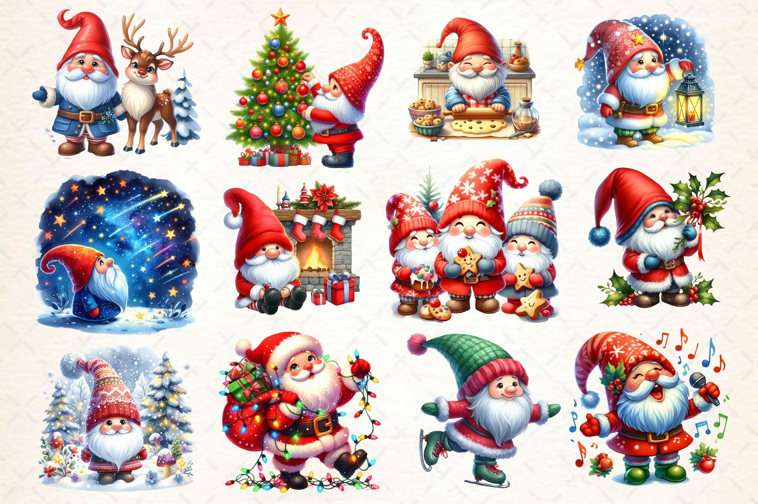 Christmas Gnome Clipart Bundle 8