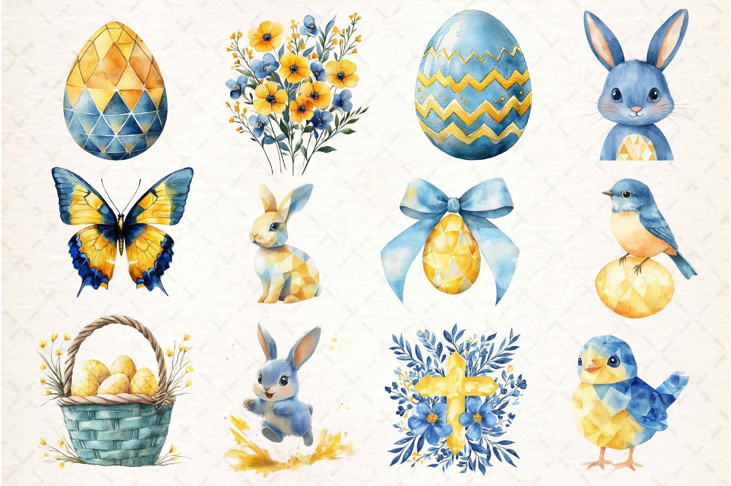 Geometric Pastel Easter Clipart Bundle