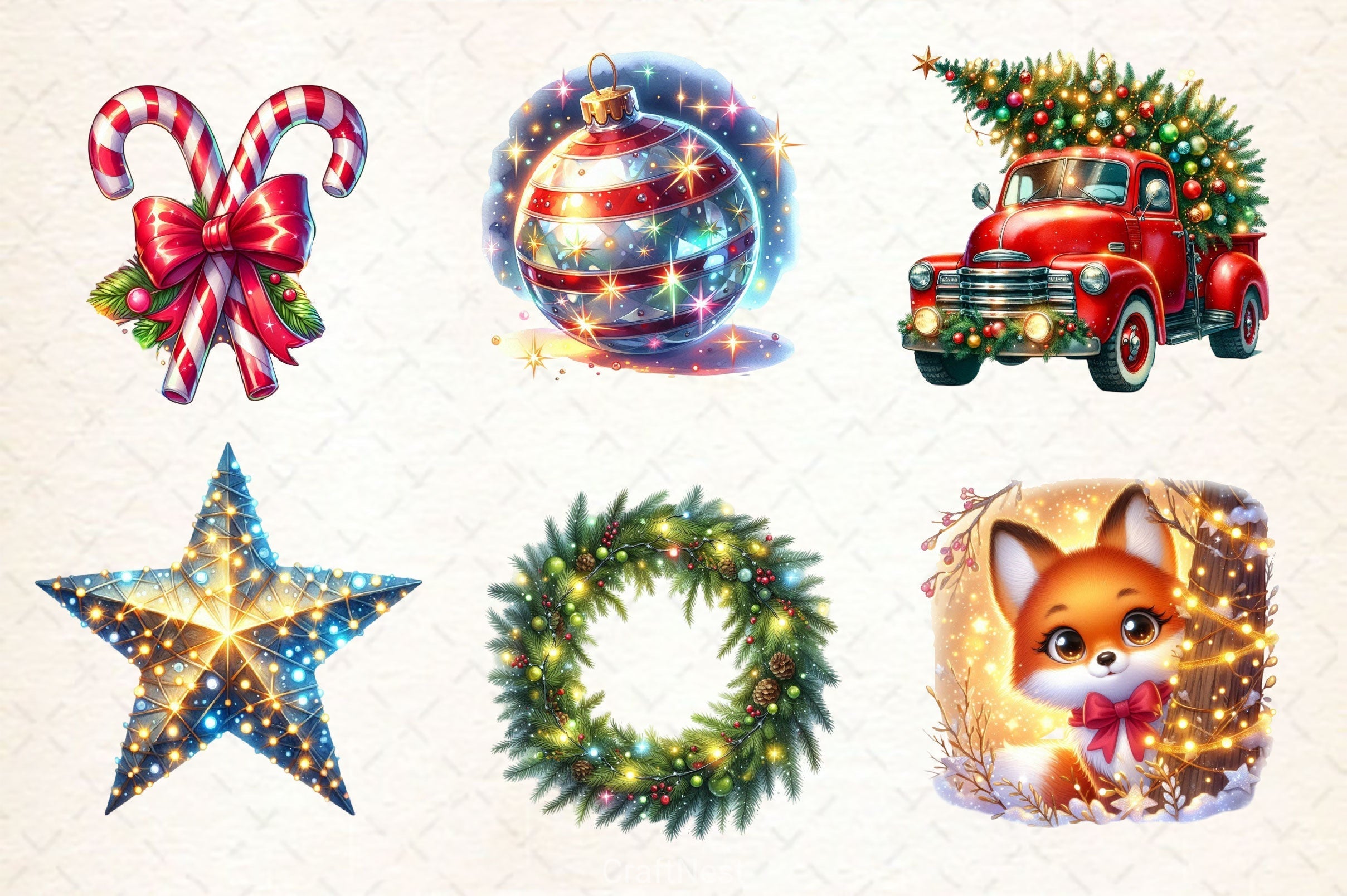 Twinkling Lights Christmas Clipart Bundle 2