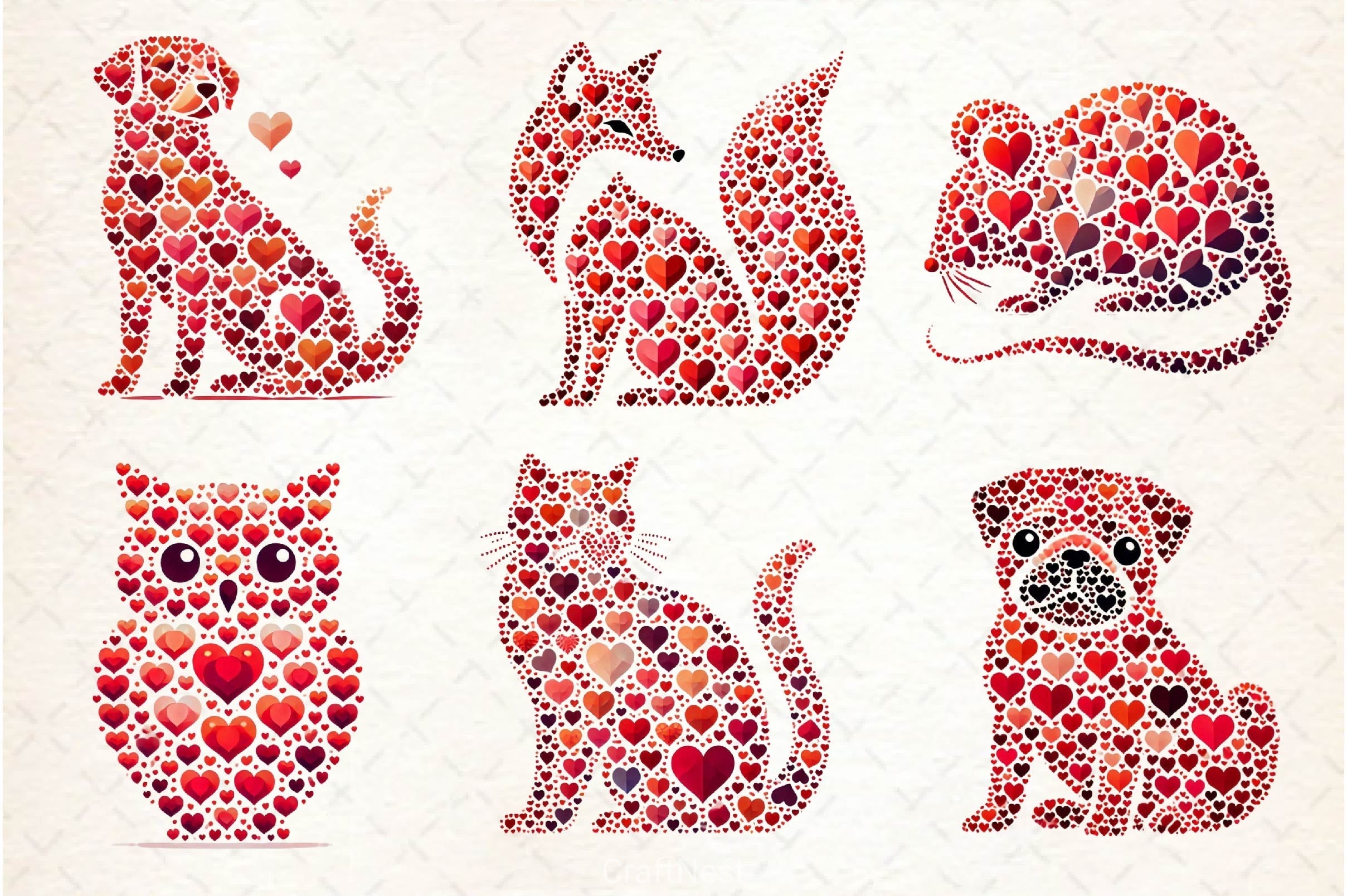 Valentines Day Animals Heart Clipart Bundle
