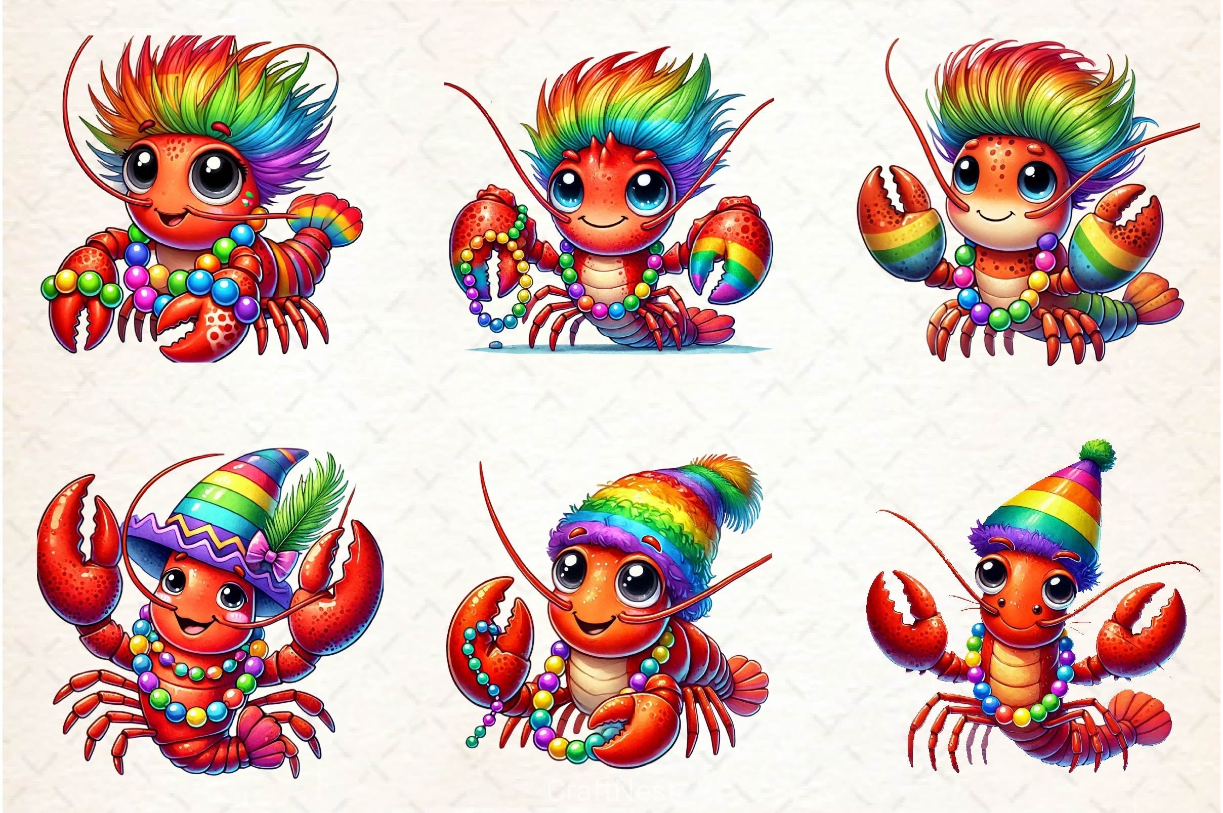 Crawfish Mardi Gras Clipart Bundle