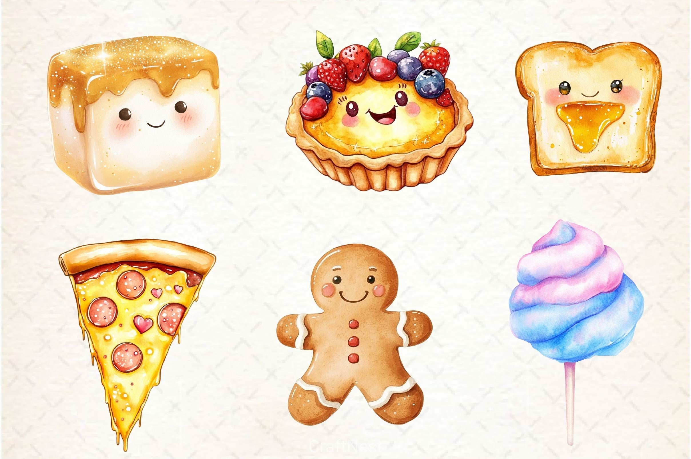 Kawaii Glitter Food Clipart Bundle 3