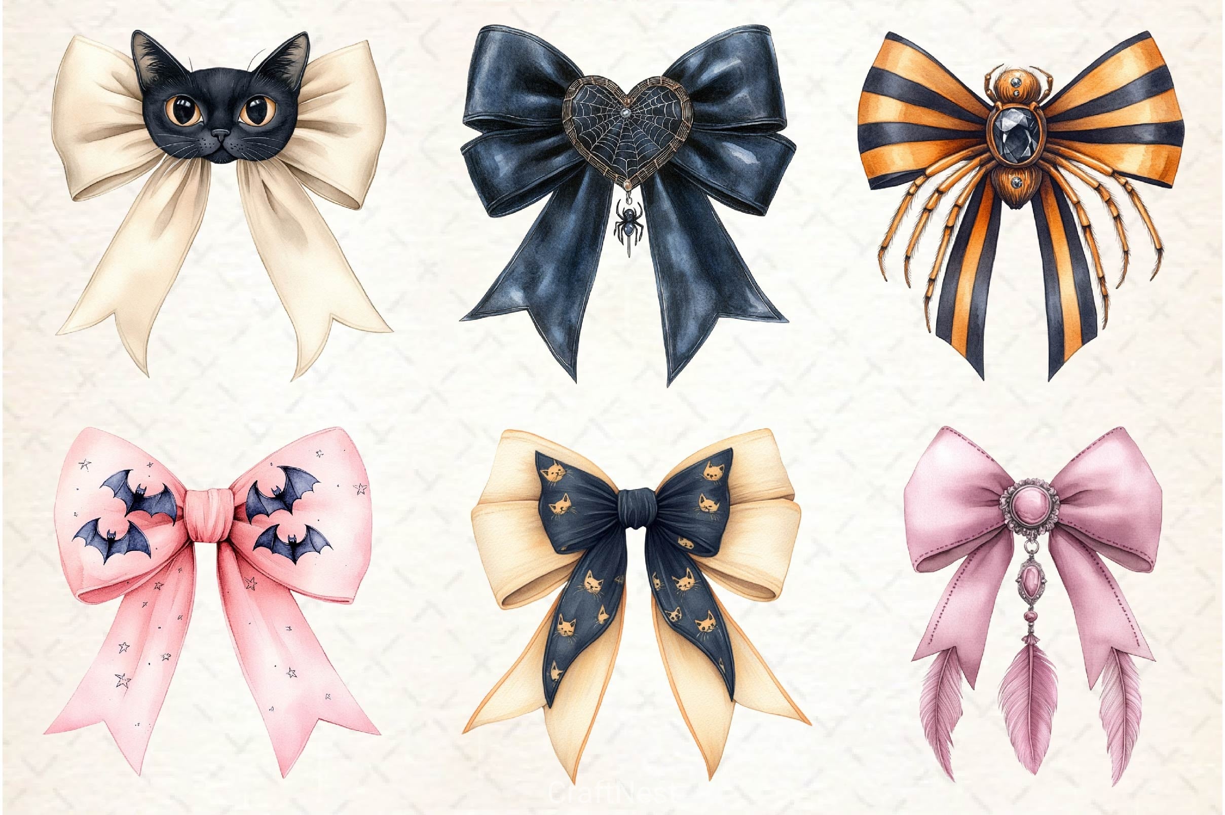 Halloween Coquette Bow Clipart Bundle 4