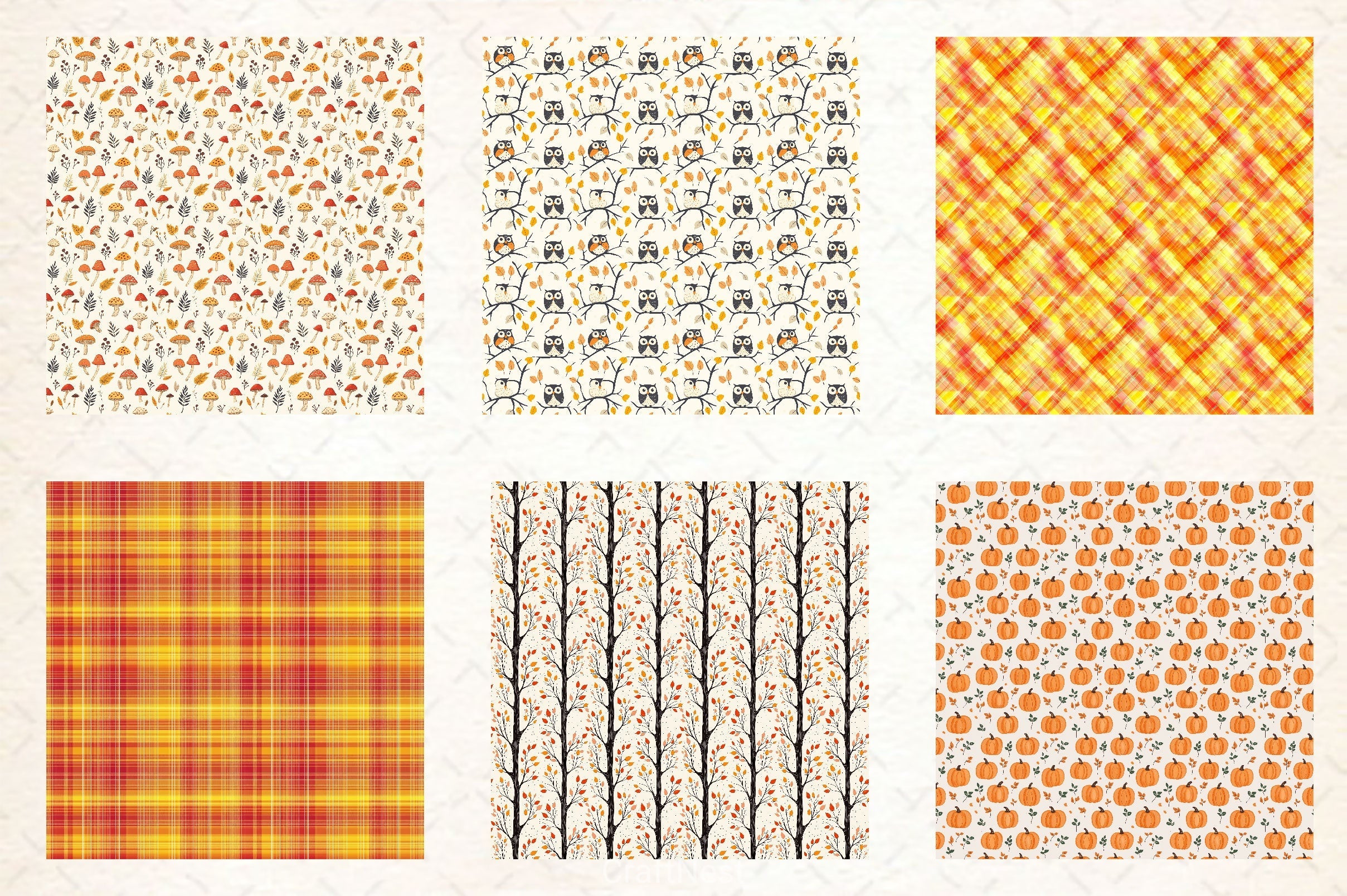 Autumn Fall Paper Pattern Clipart Bundle