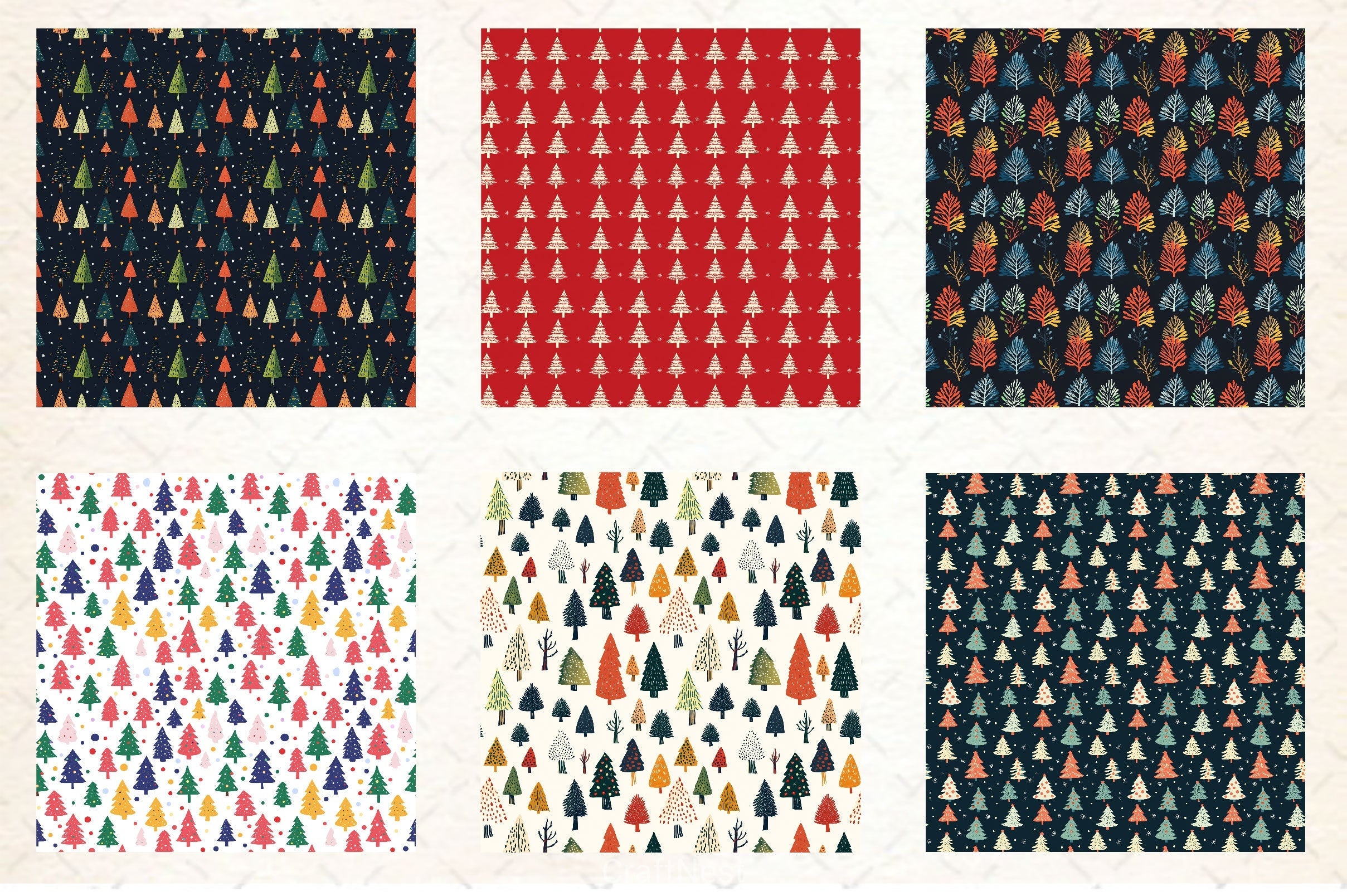 Christmas Tree Seamless Pattern Digital Paper