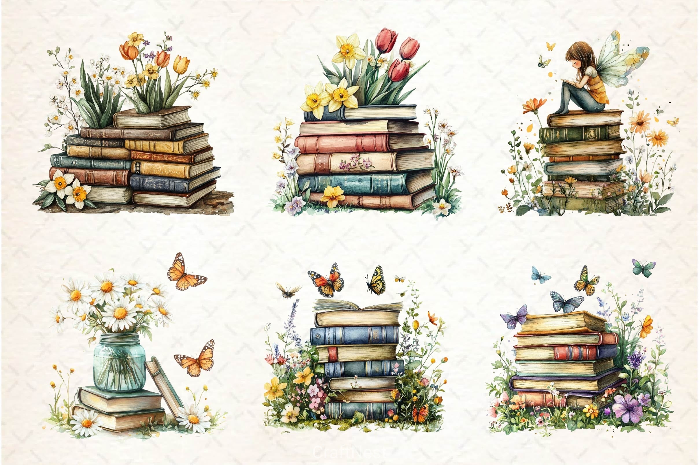 Spring Books Clipart Bundle 3