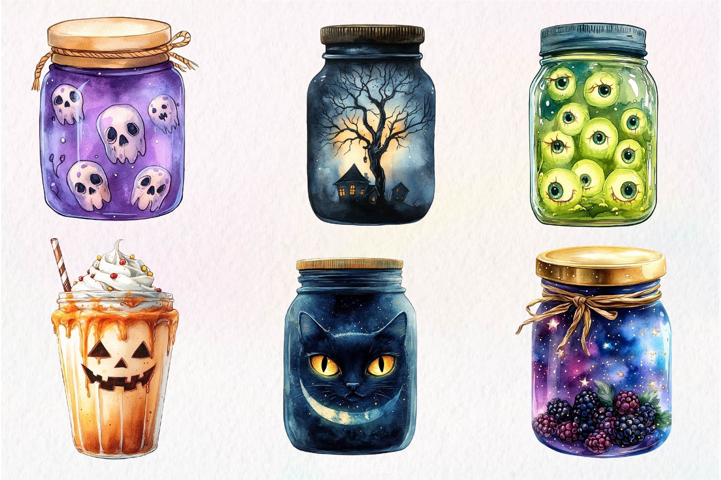 Halloween Mason Jar Clipart Bundle