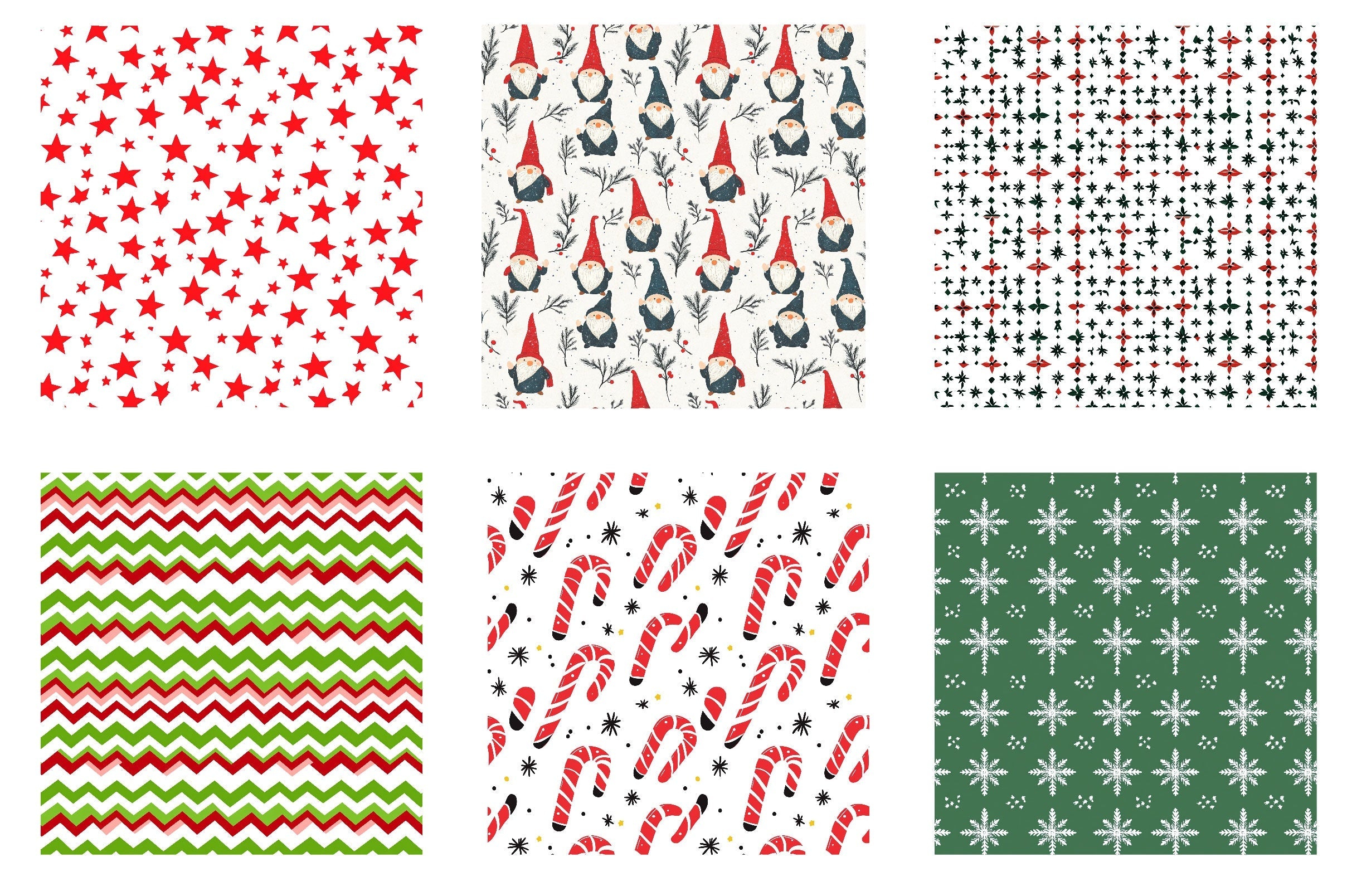 Merry Christmas Digital Papers Clipart Bundle