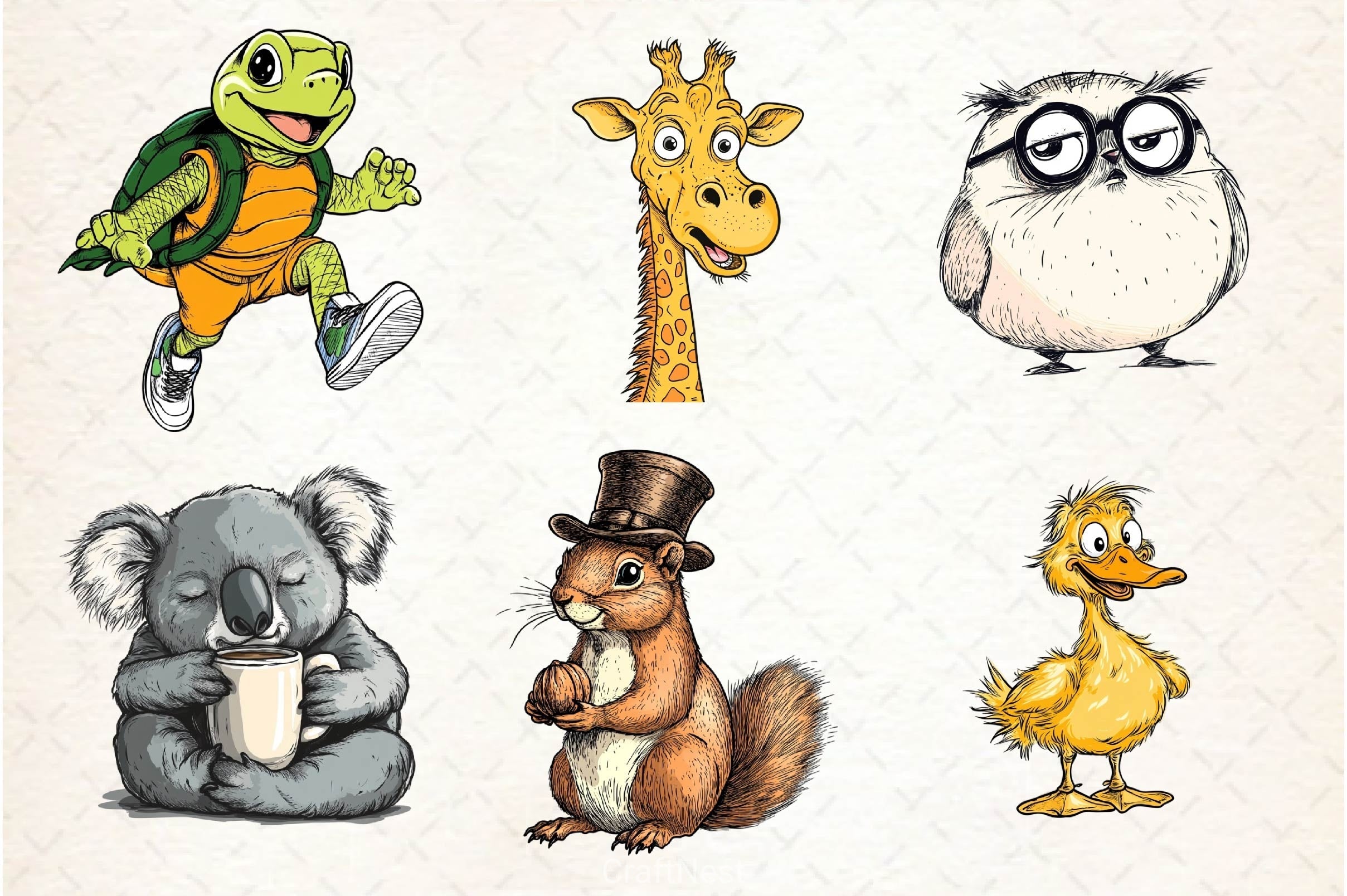 Funny Quirky Animals Clipart Bundle 2