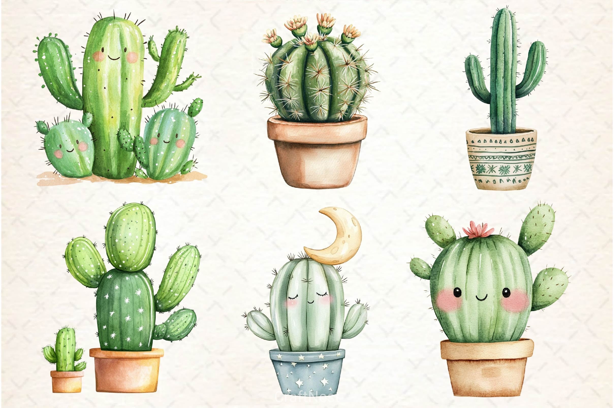 Cactus Doodle Clipart Bundle 2