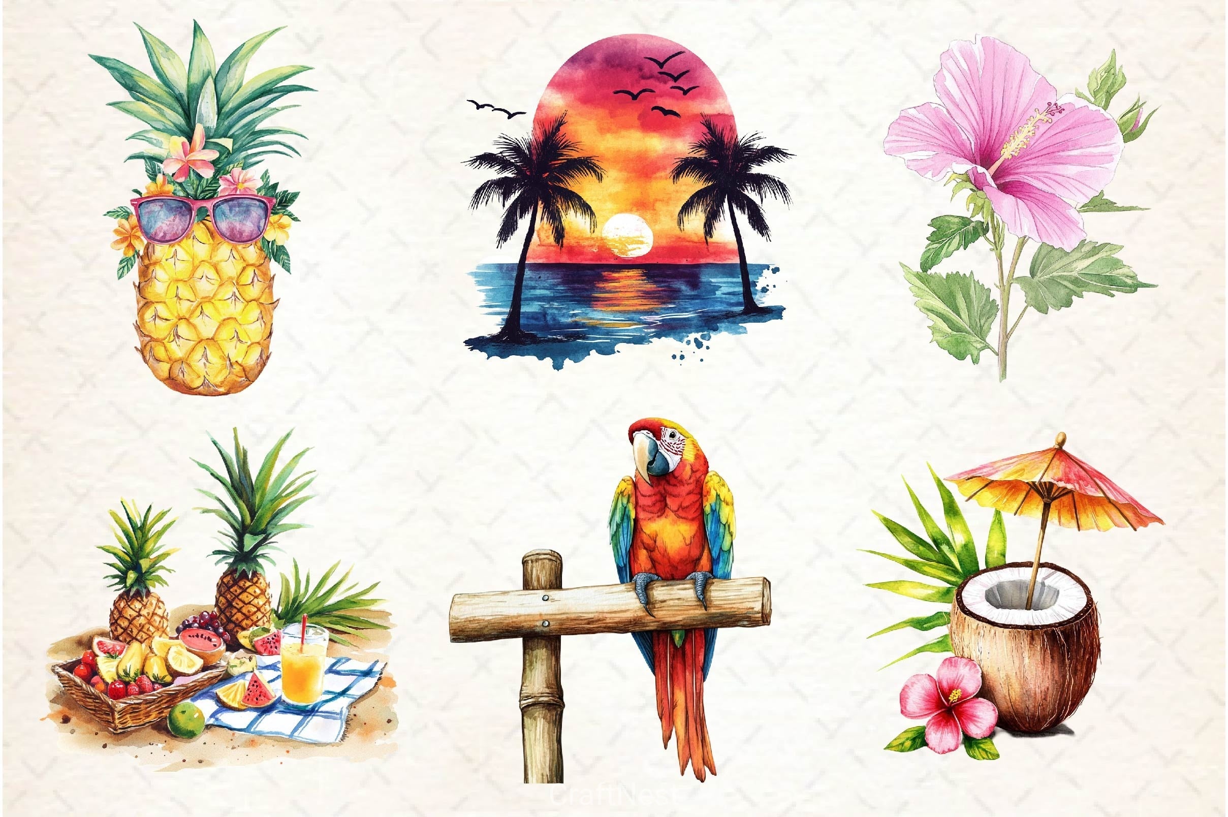 Summer In Hawaii Clipart Bundle