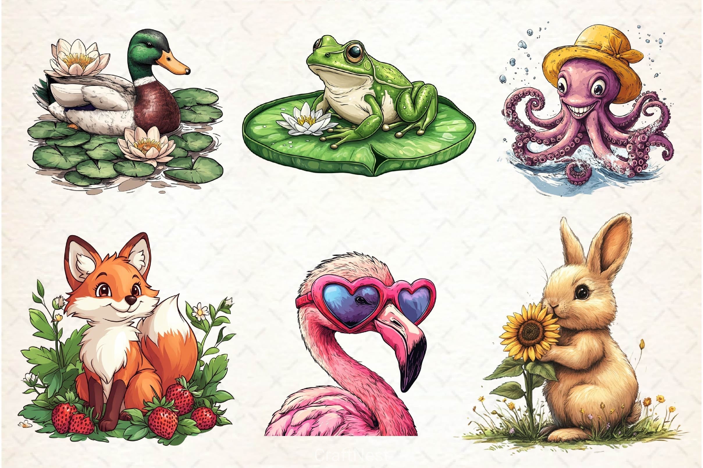 Summer Animals Clipart Bundle 4