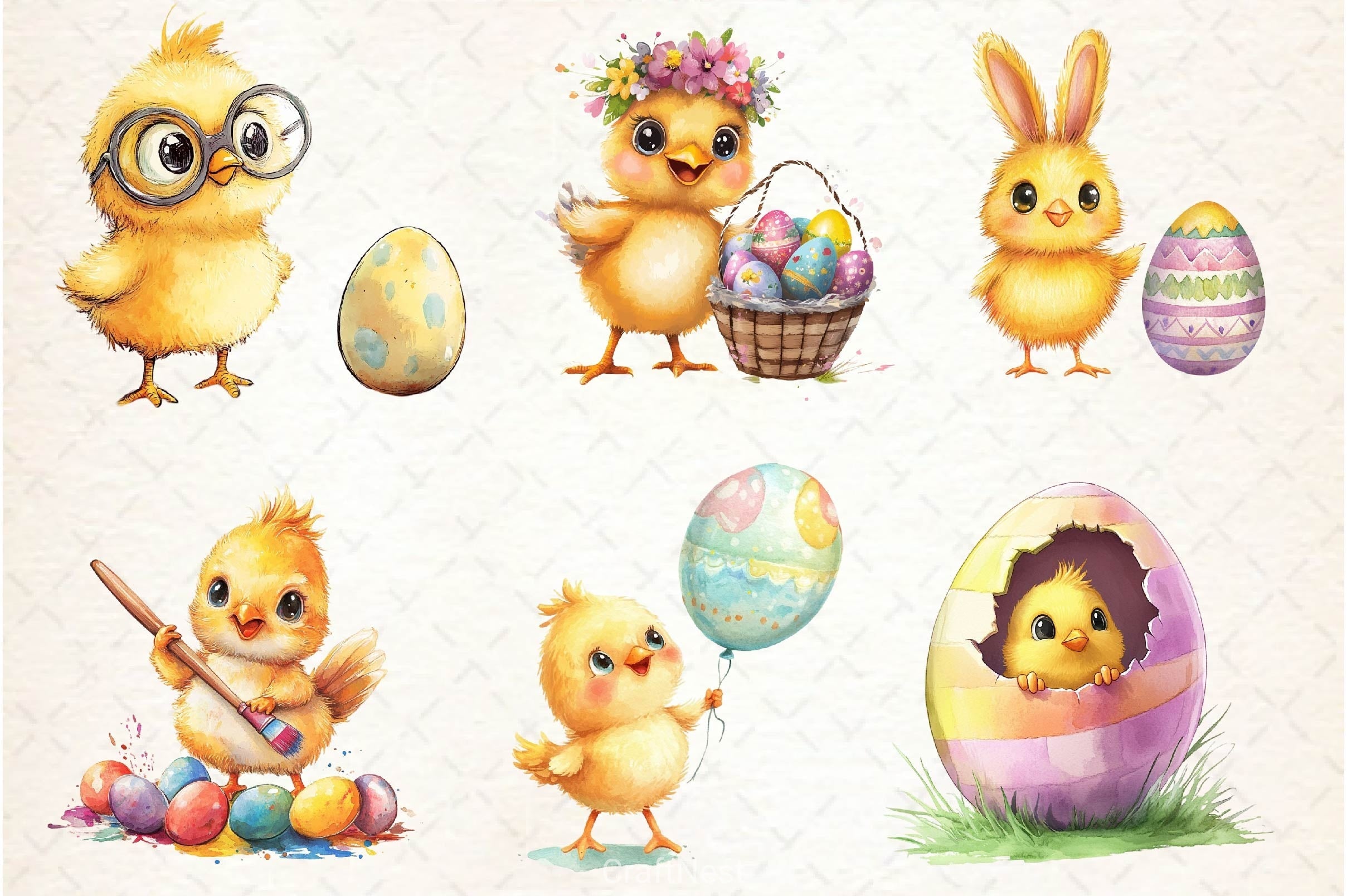 Quirky Easter Chick Clipart Bundle