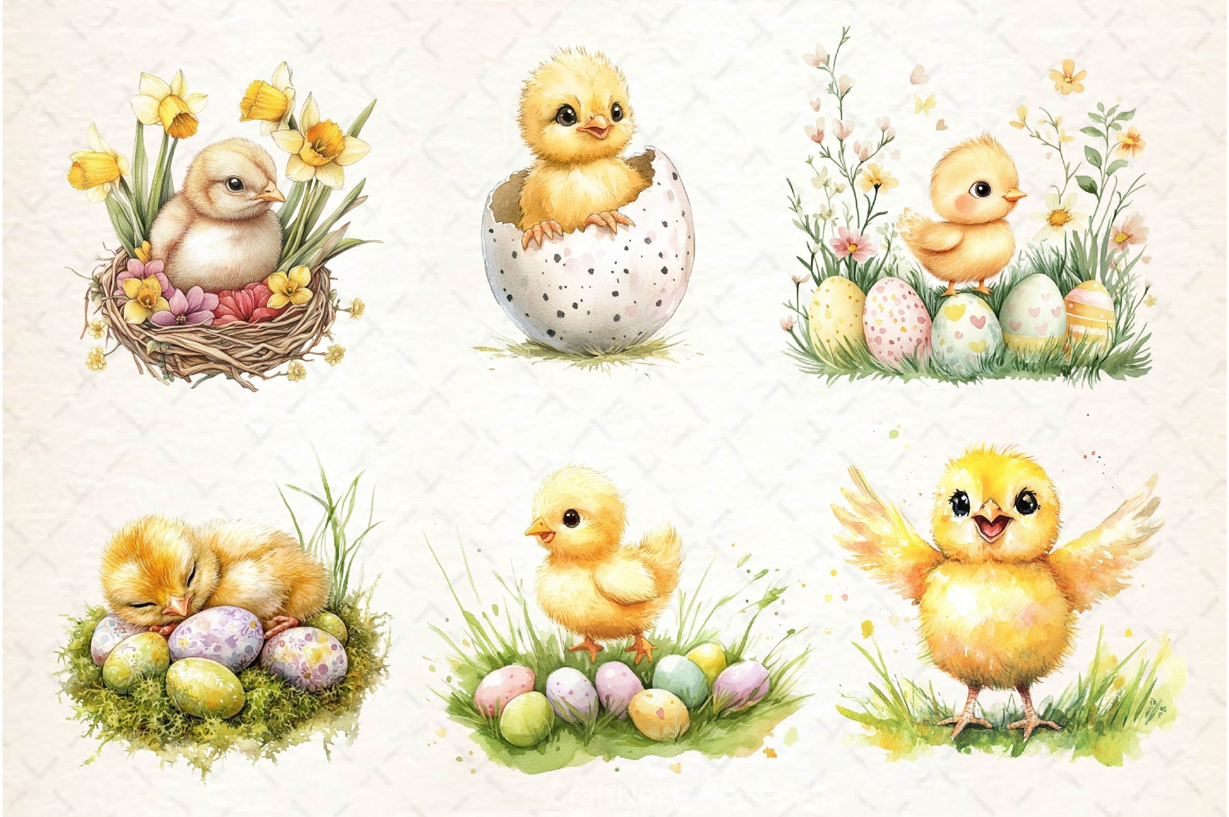 Cute Baby Chick Easter Clipart Bundle