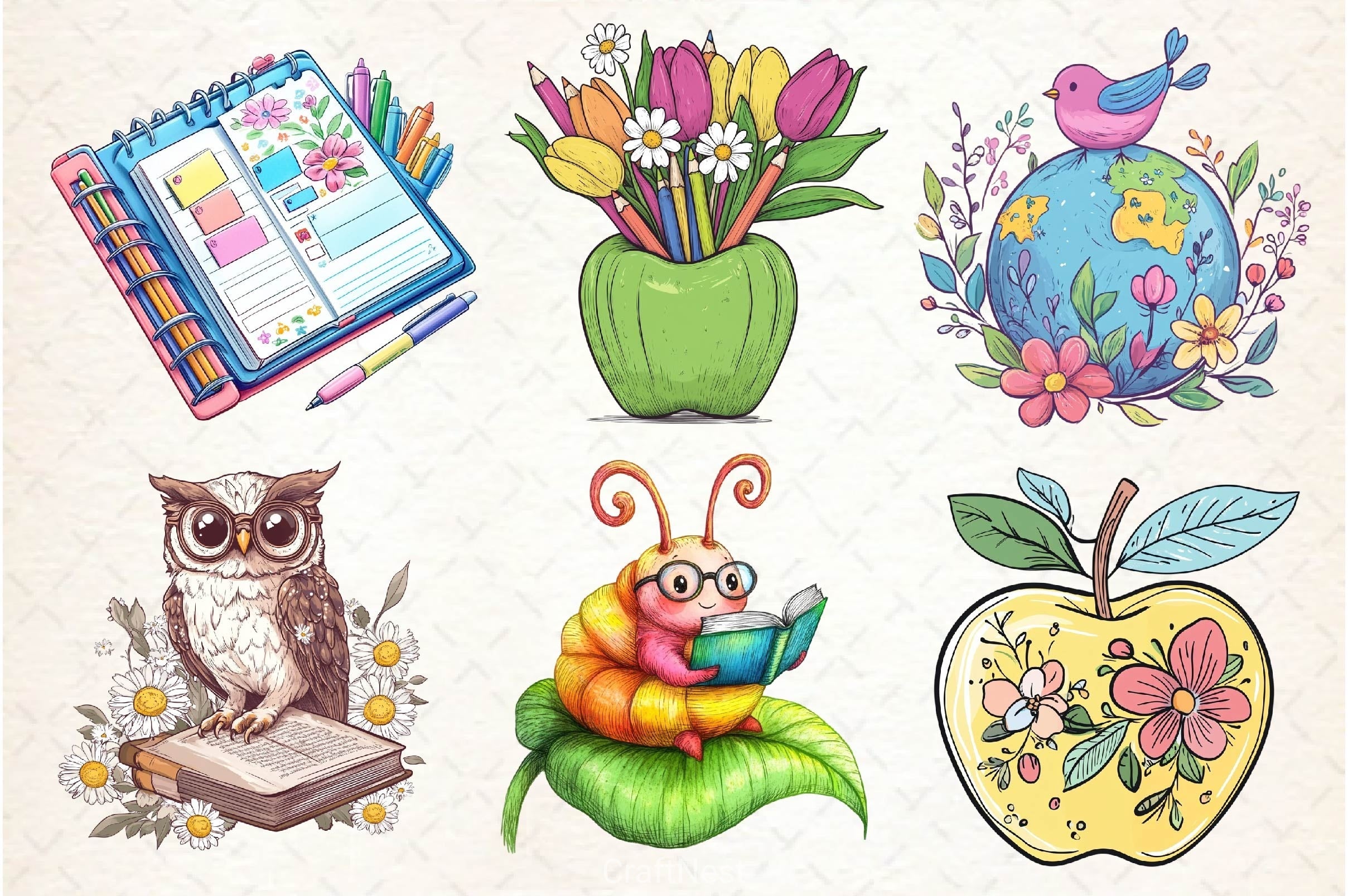 Spring Teacher School Clipart Bundle 2
