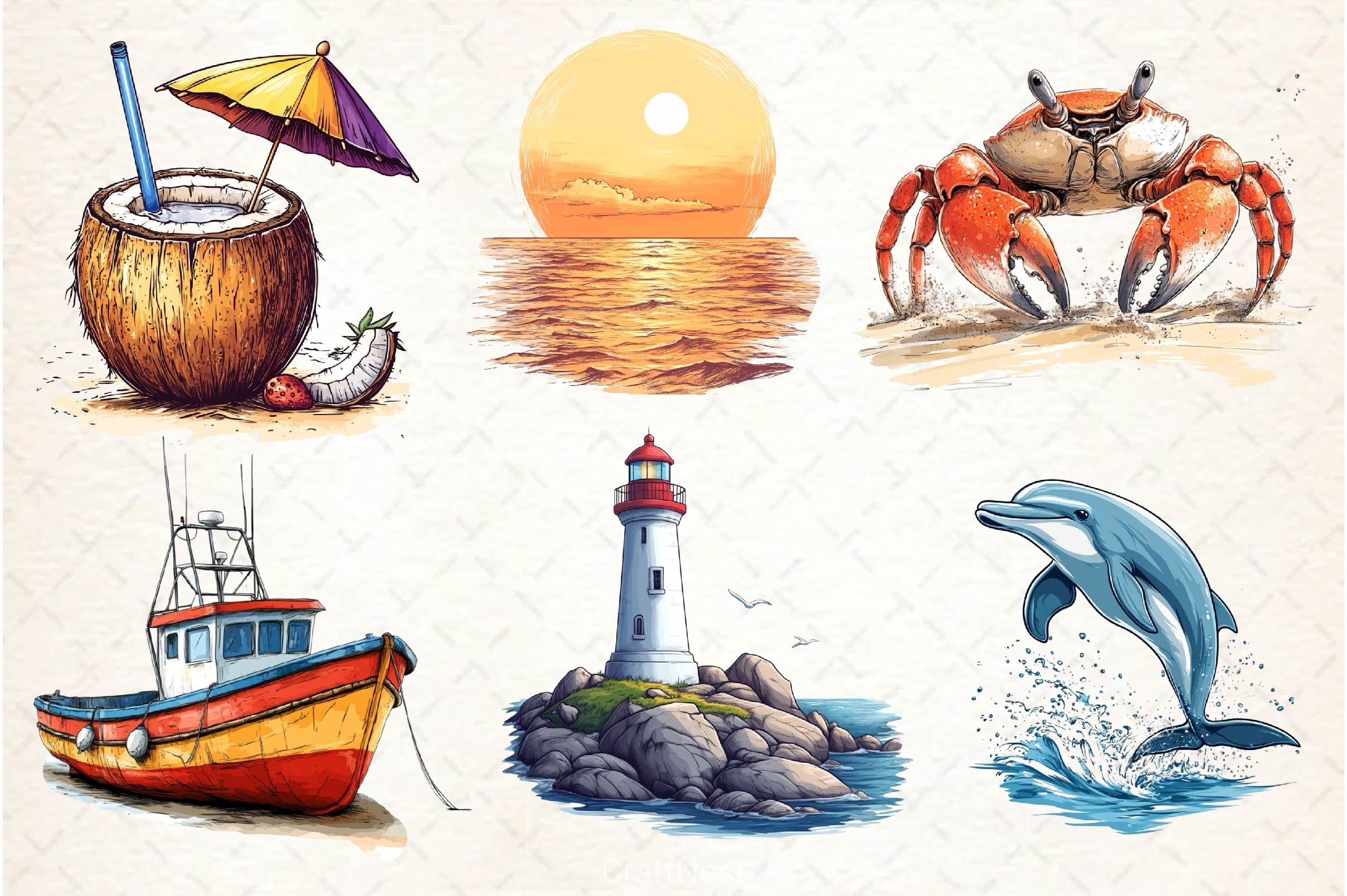 Coastal Clipart Bundle 6