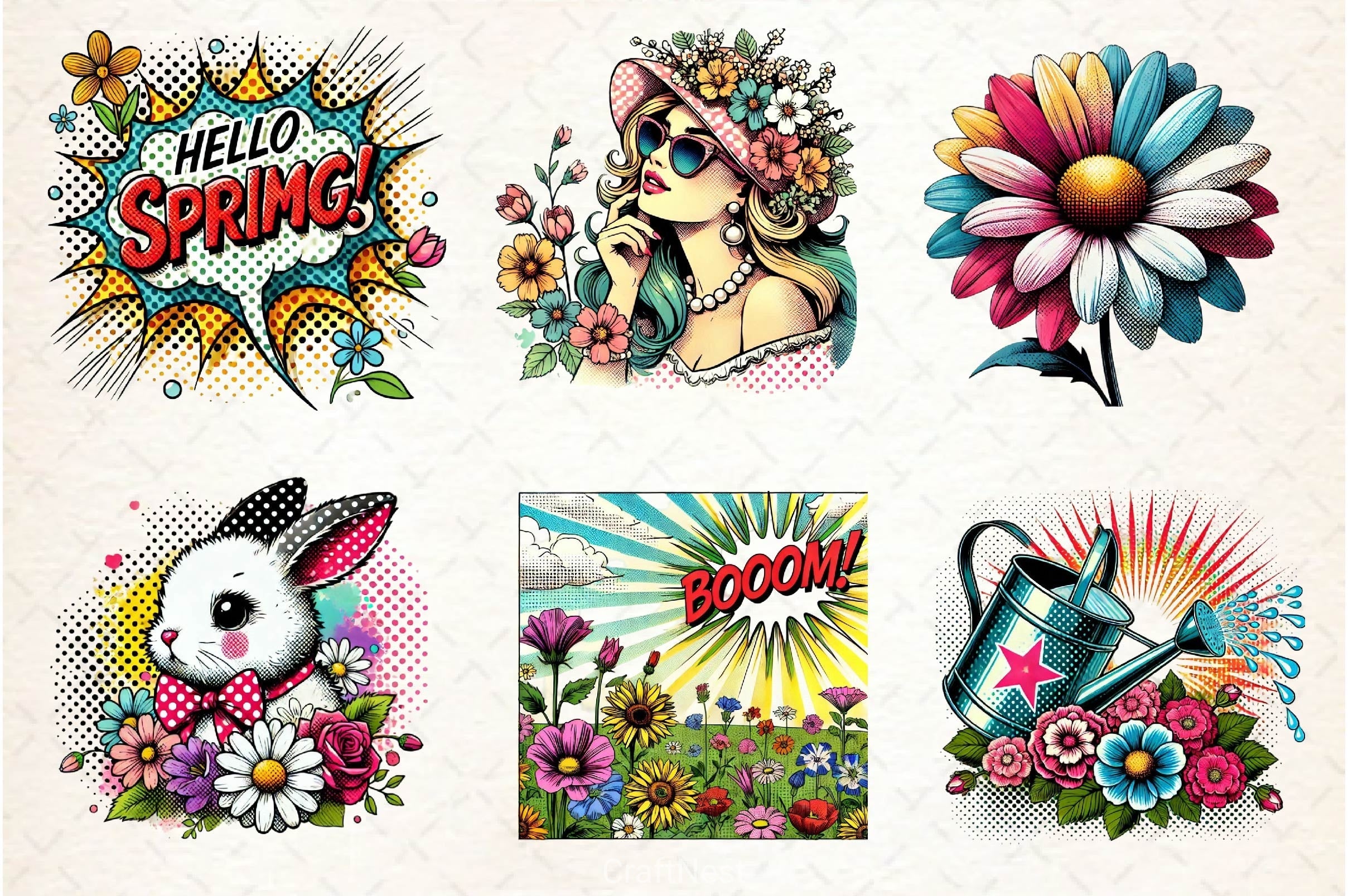 Pop Art Spring Day Clipart Bundle