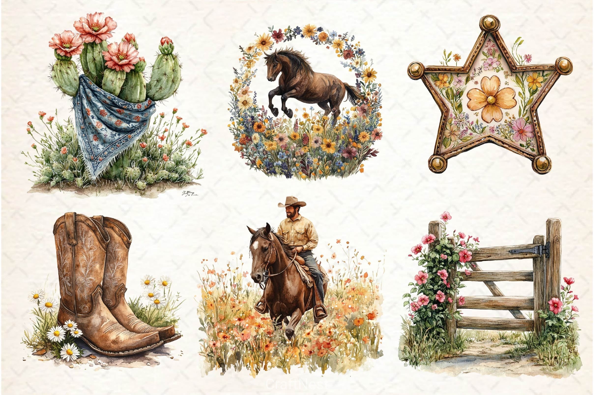 Western Spring Clipart Bundle 5