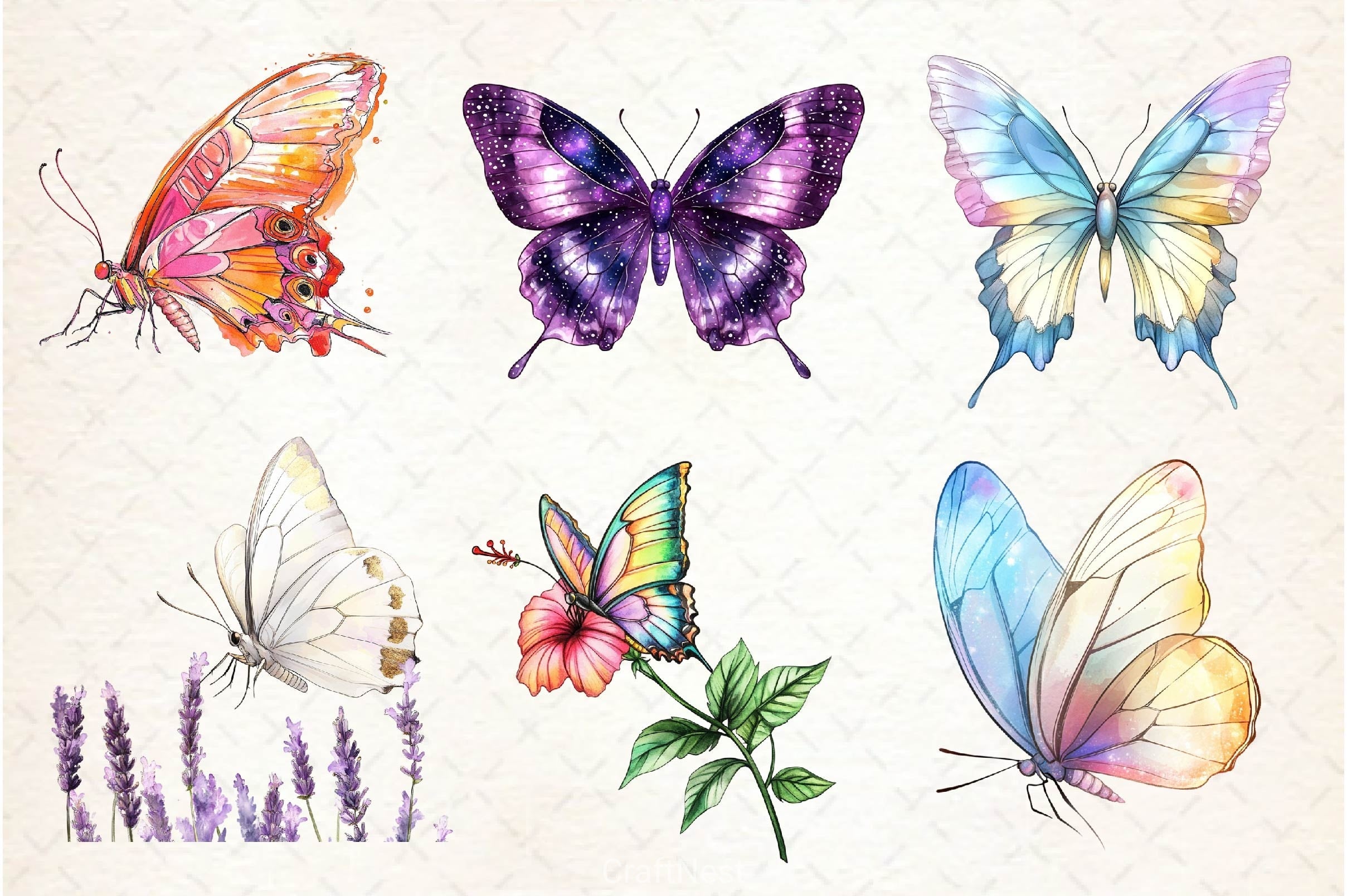 Summer Butterfly Clipart Bundle 3