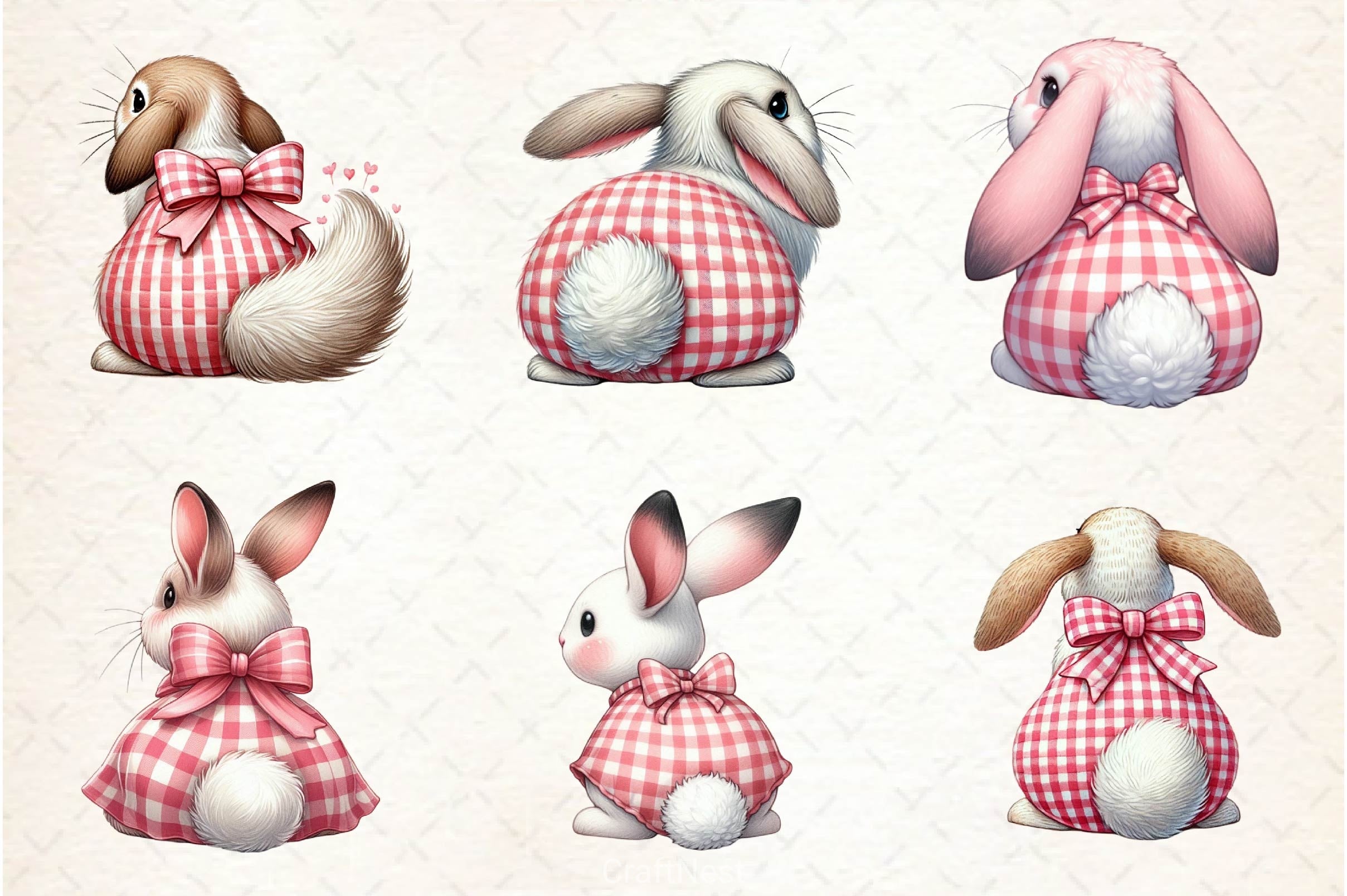 Cute Bunny Butt Clipart Bundle