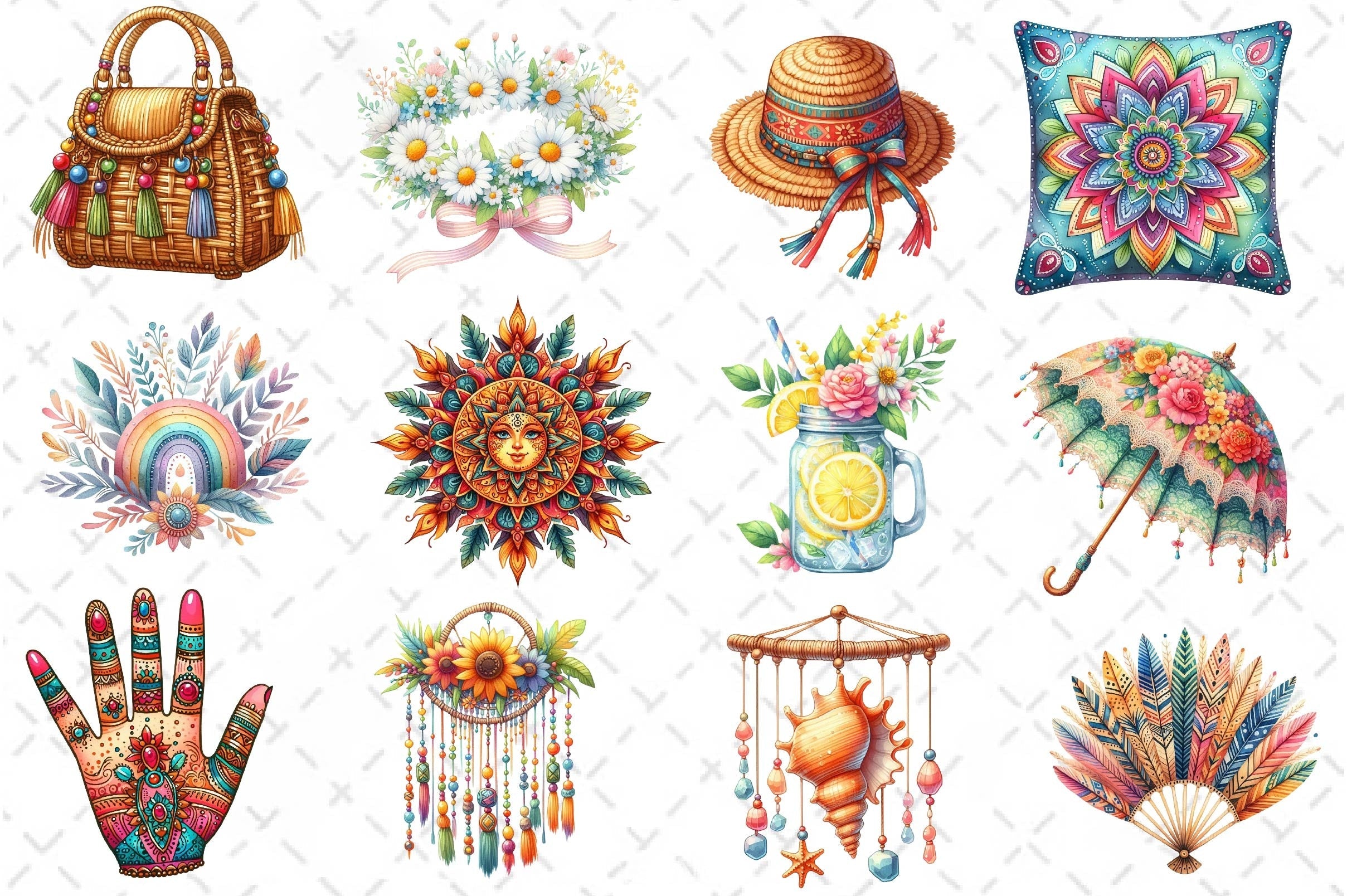 Boho Summer Clipart Bundle 5