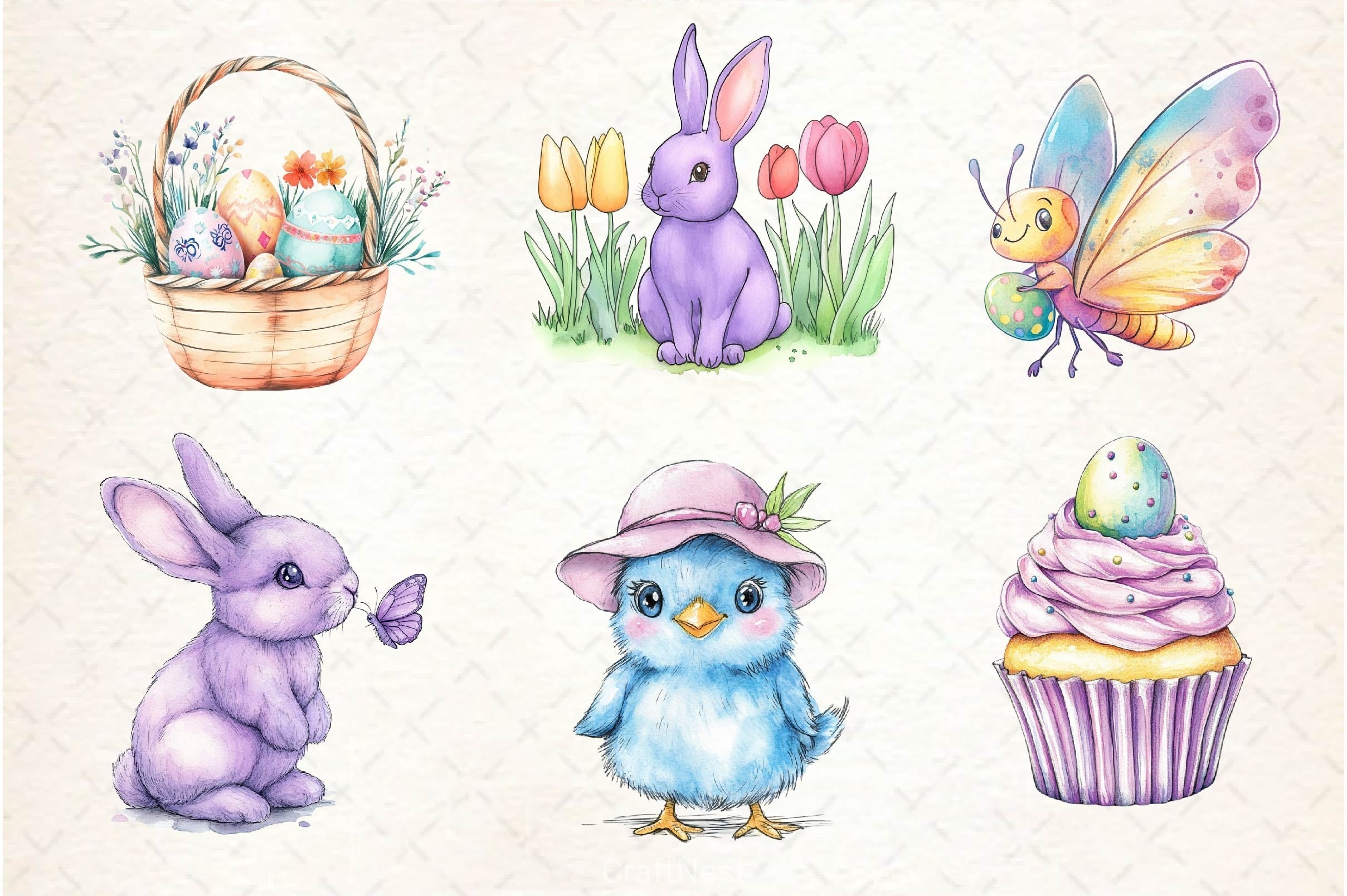 Cute Pastel Easter Clipart Bundle 2
