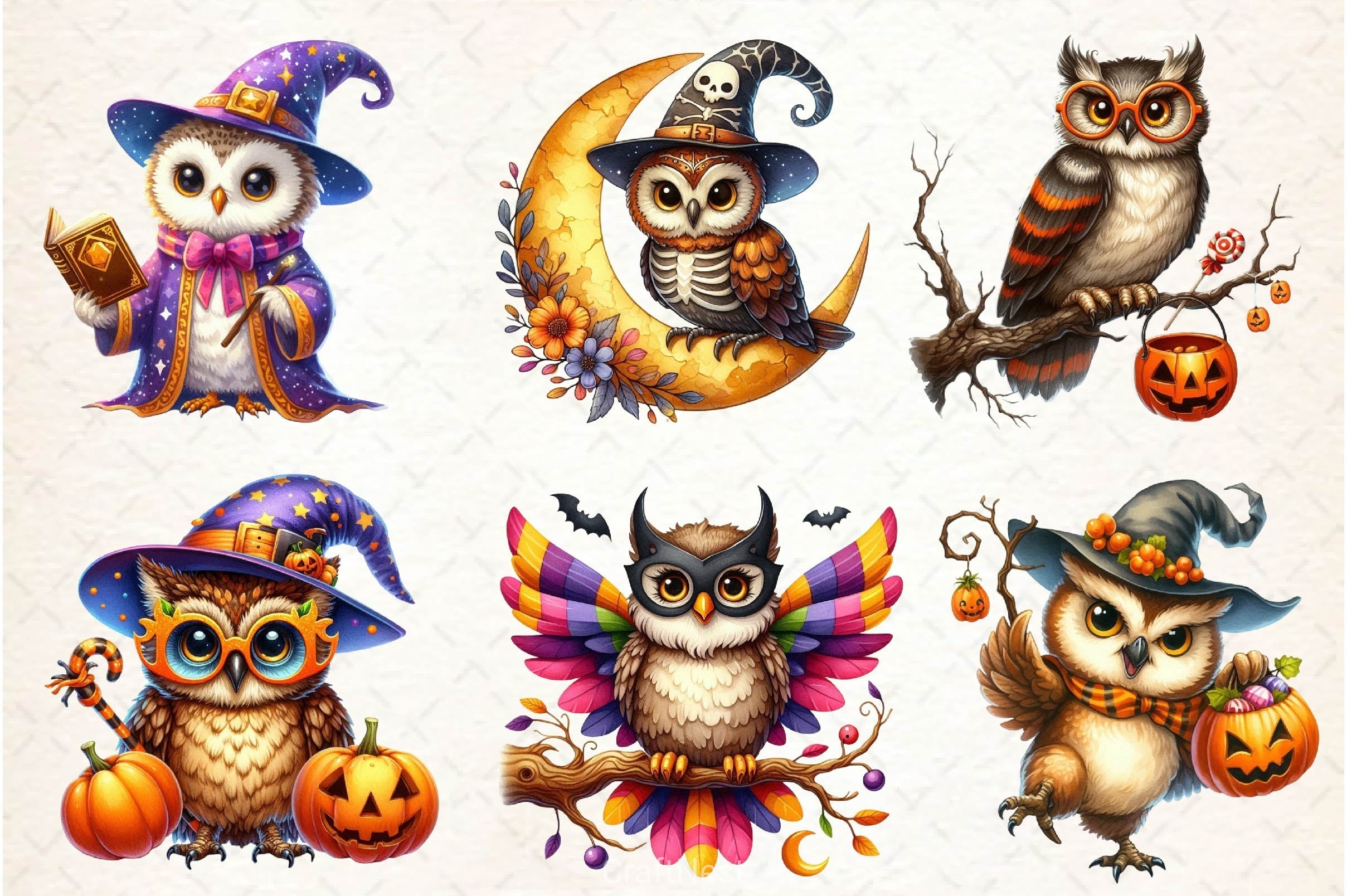 Halloween Owl Clipart Bundle 6