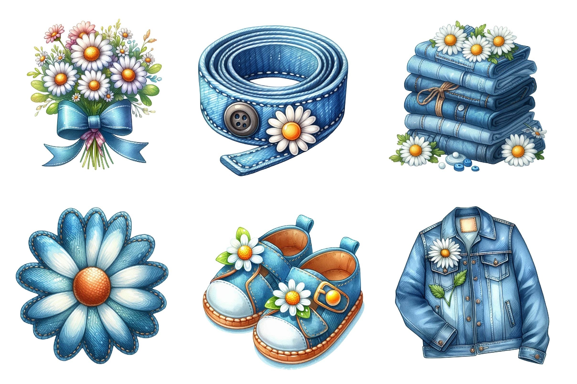 Summer Daisy Clipart Bundle