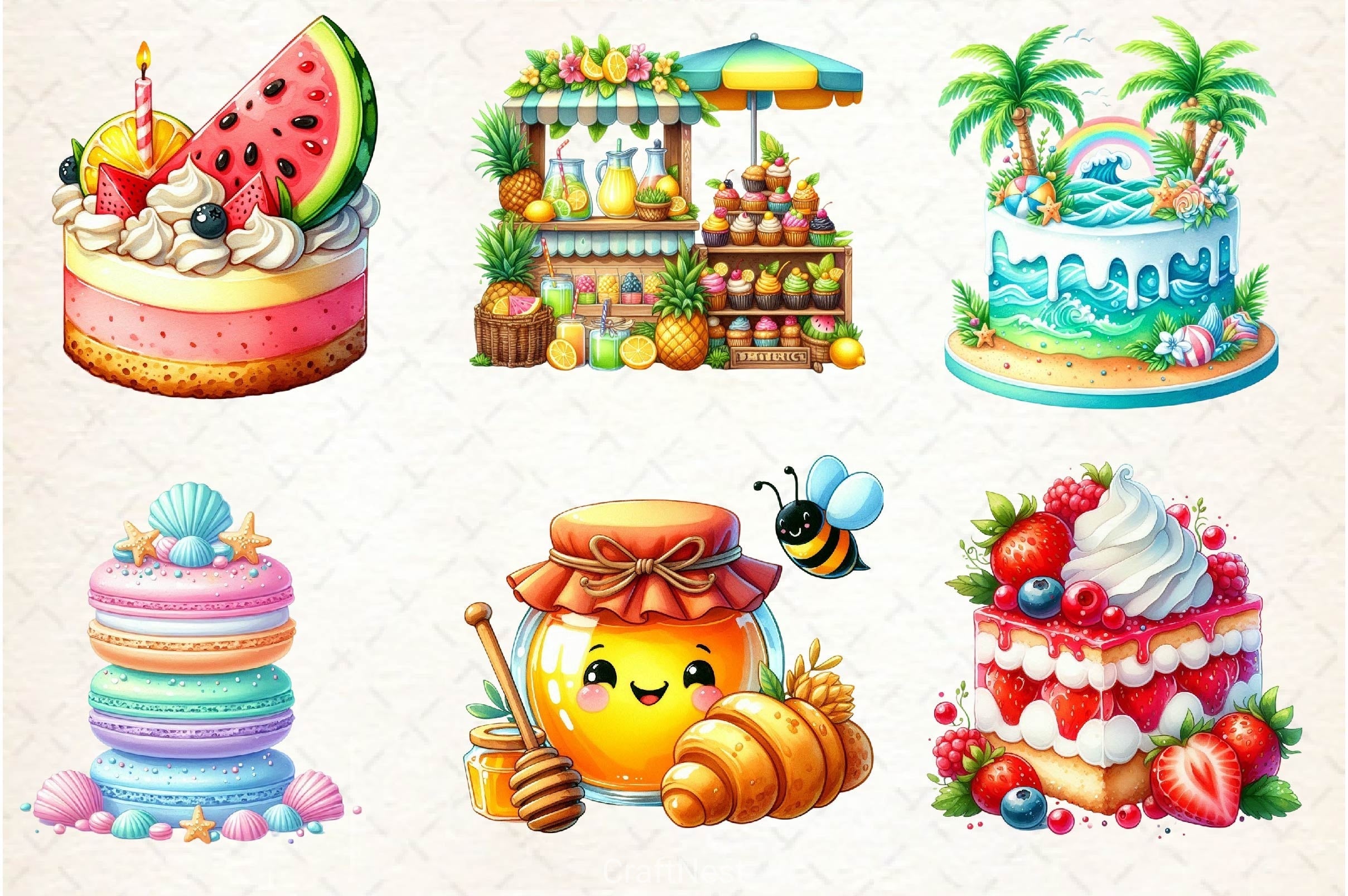 Summer Baking Clipart Bundle