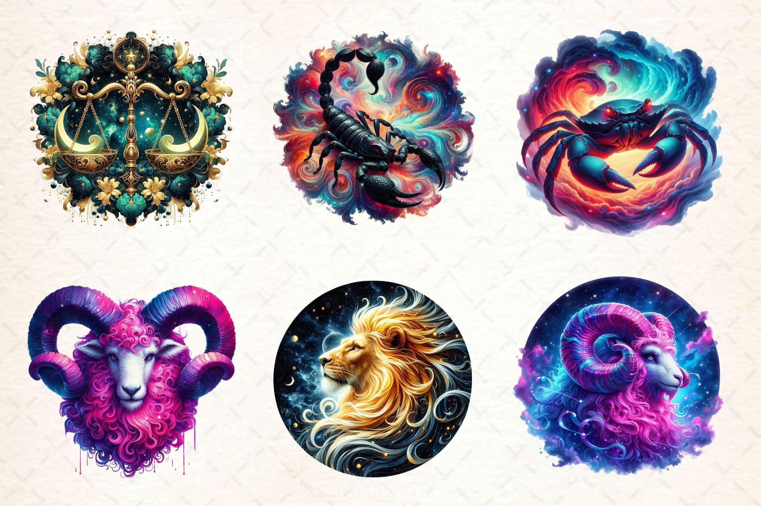 Celestial Zodiac Clipart Bundle 2