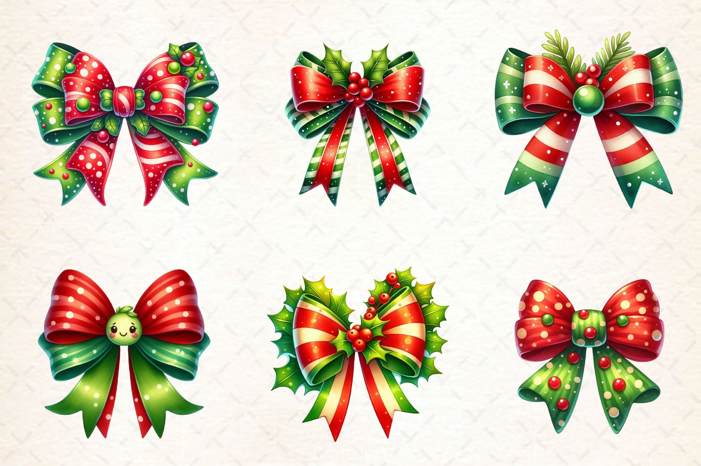 Christmas Bow Clipart Bundle 5