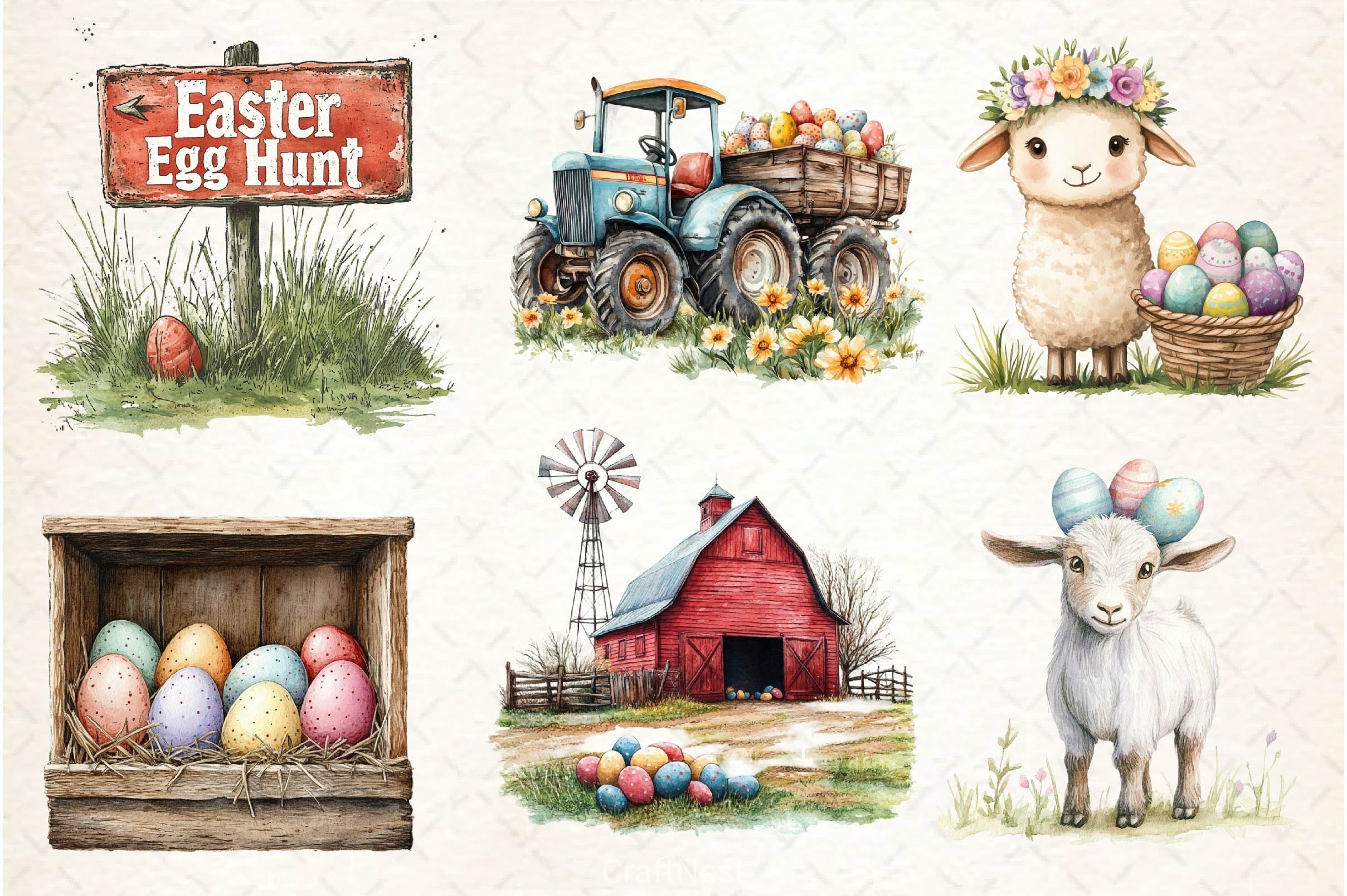 Easter Farm Clipart Bundle 6