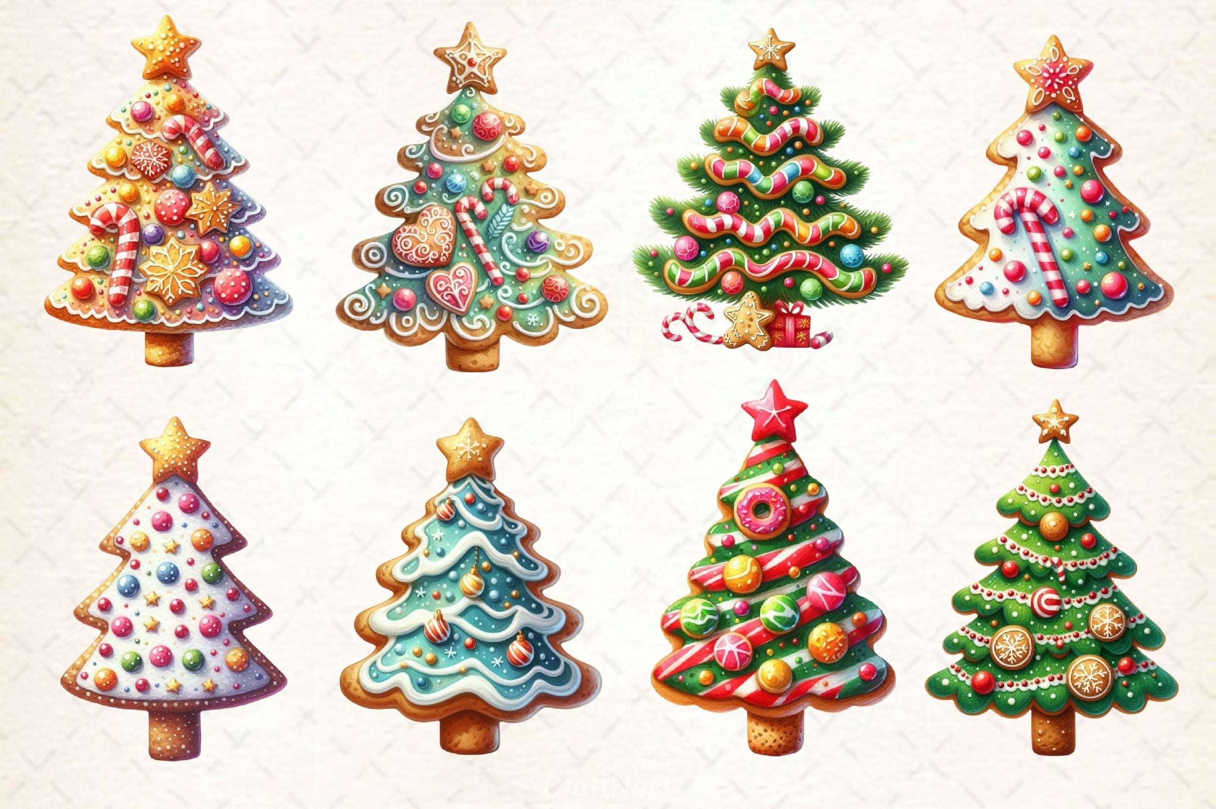 Christmas Sweet Cookie Tree Clipart Bundle