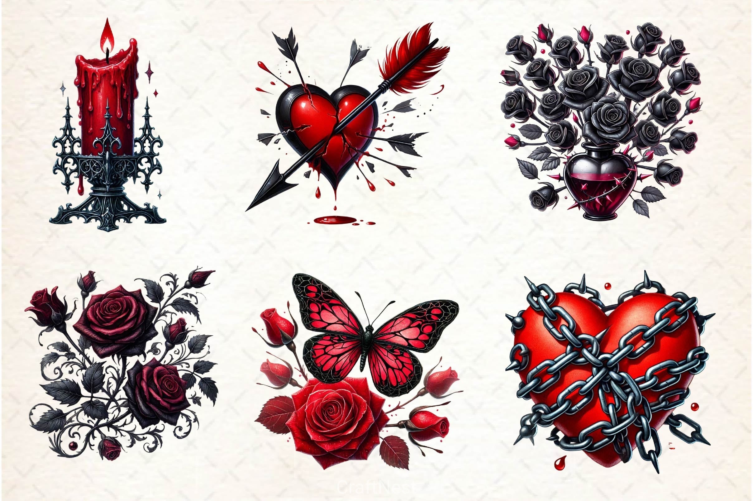 Gothic Valentine Clipart Bundle 4