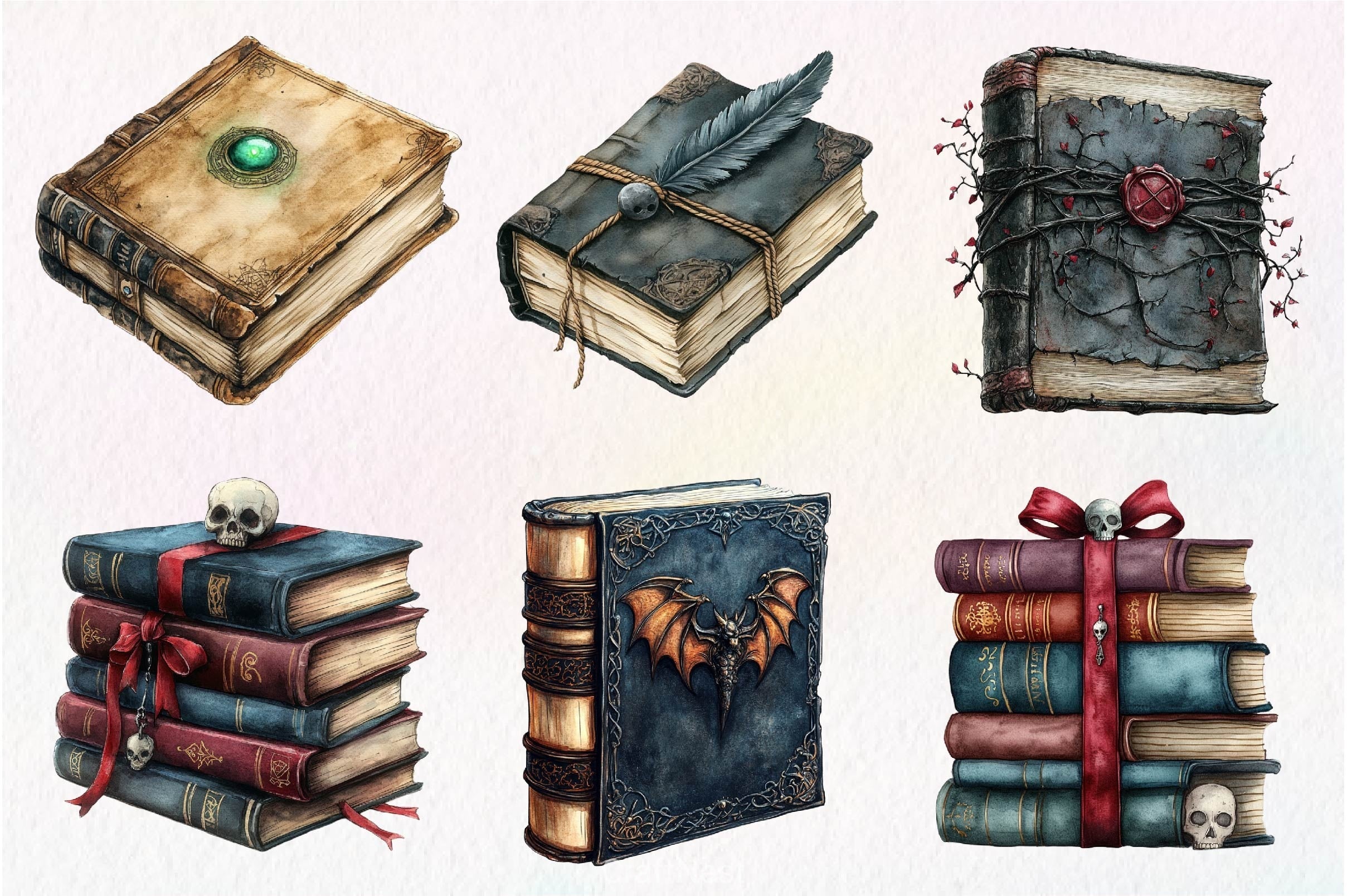 Gothic Fantasy Books Clipart Bundle 3