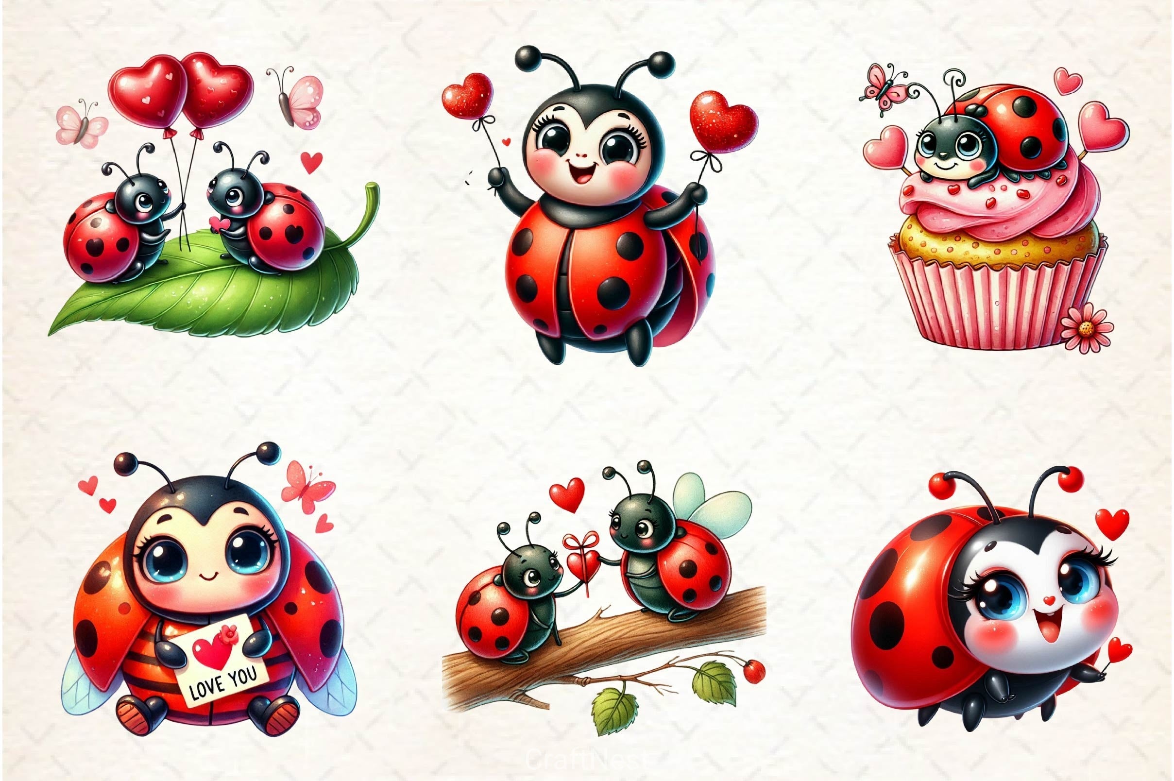 Cute Love Bug Clipart Bundle