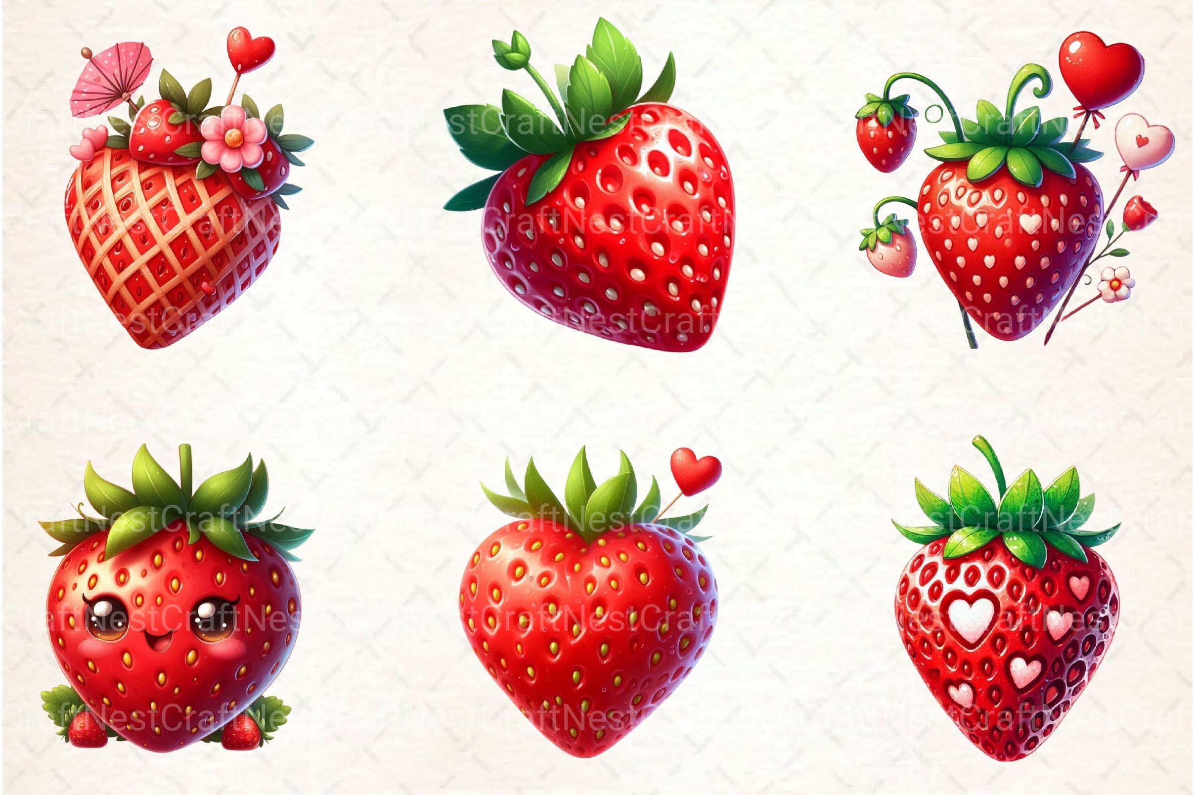 Valentine Strawberry Clipart Bundle 3