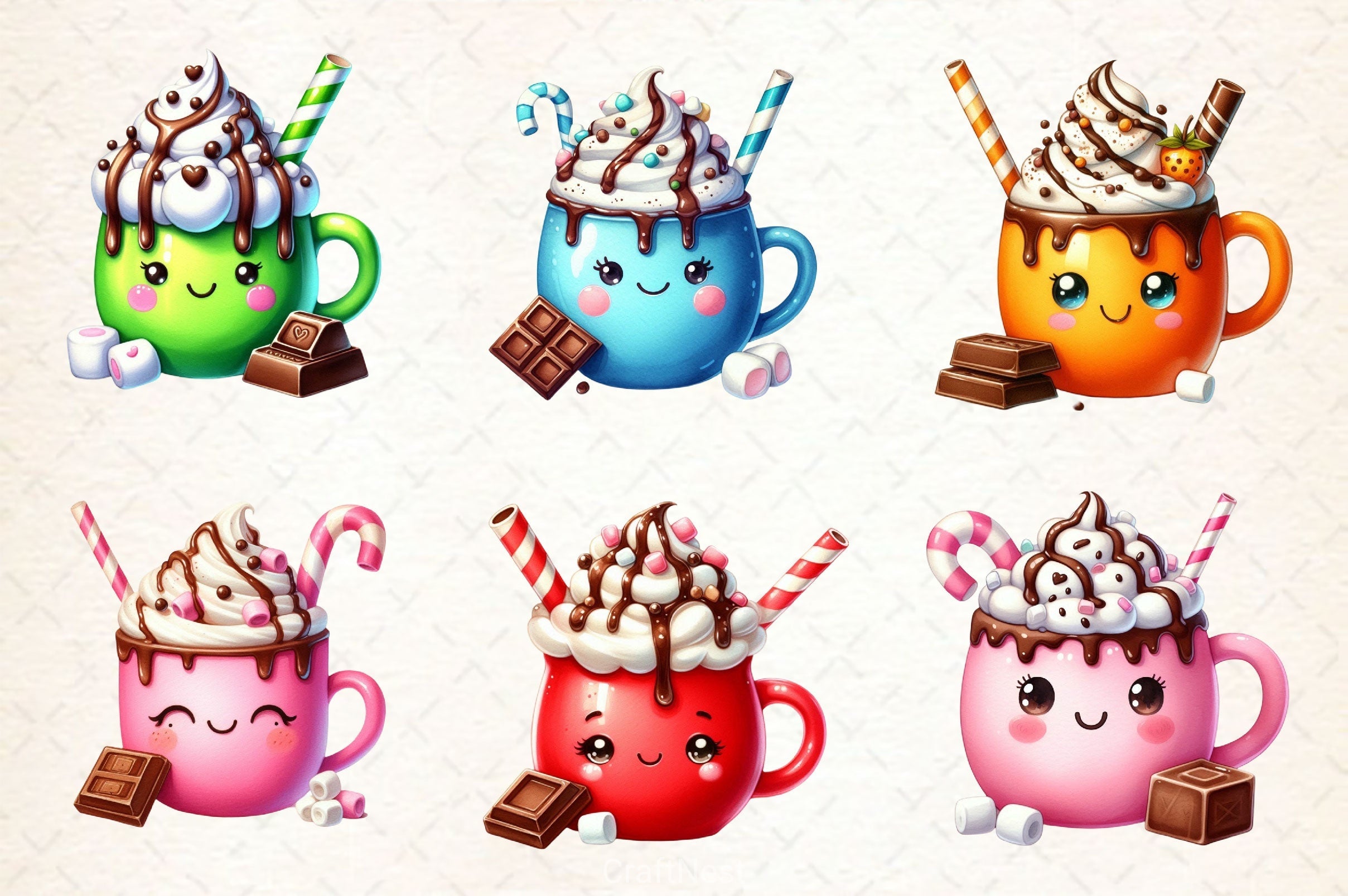 Cute Hot Cocoa Clipart Bundle 2